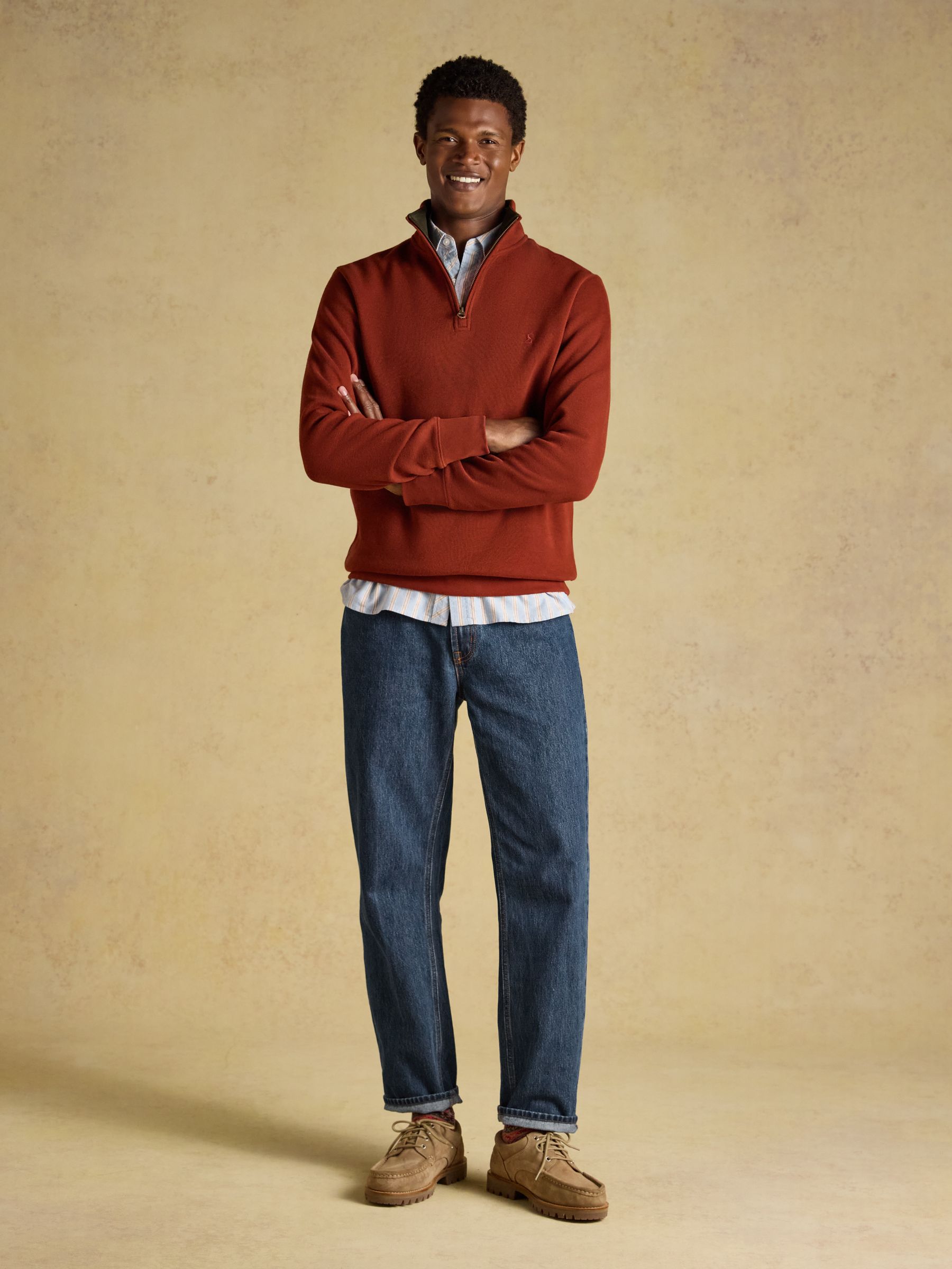 Alistair Red French Ribbed Quarter Zip Sweatshirt - Image 5 of 8