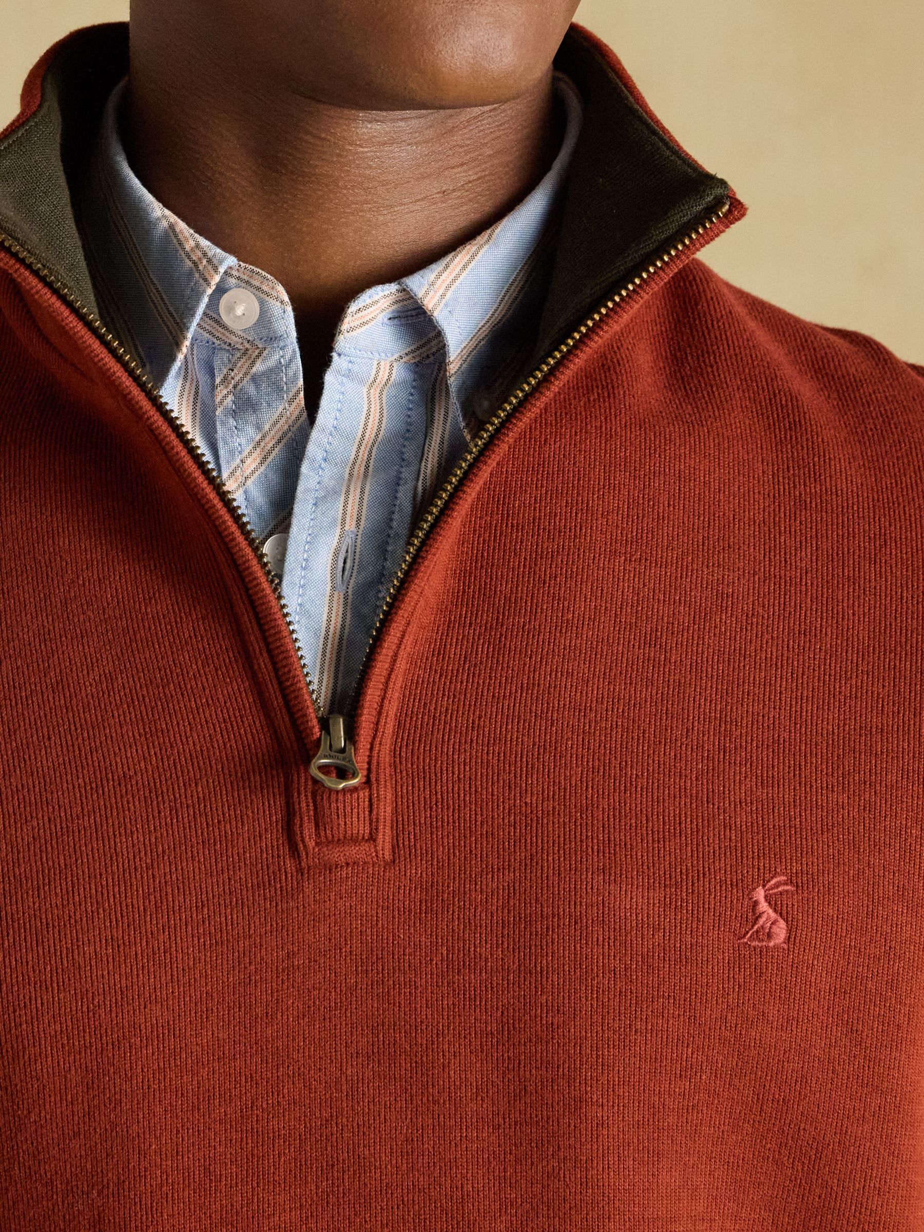 Alistair Red French Ribbed Quarter Zip Sweatshirt - Image 6 of 8
