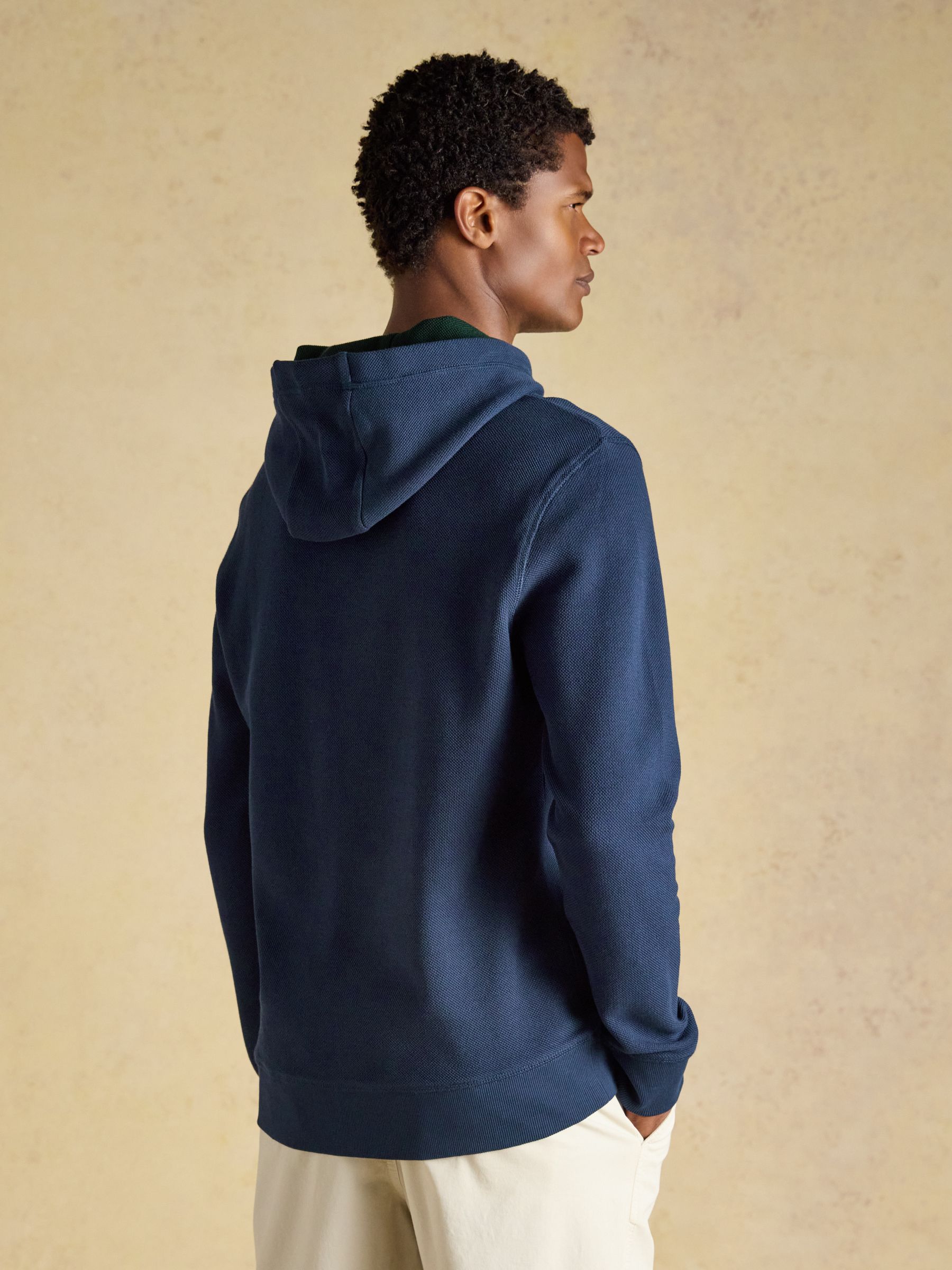 Pique Navy Cotton Hoodie - Image 2 of 8