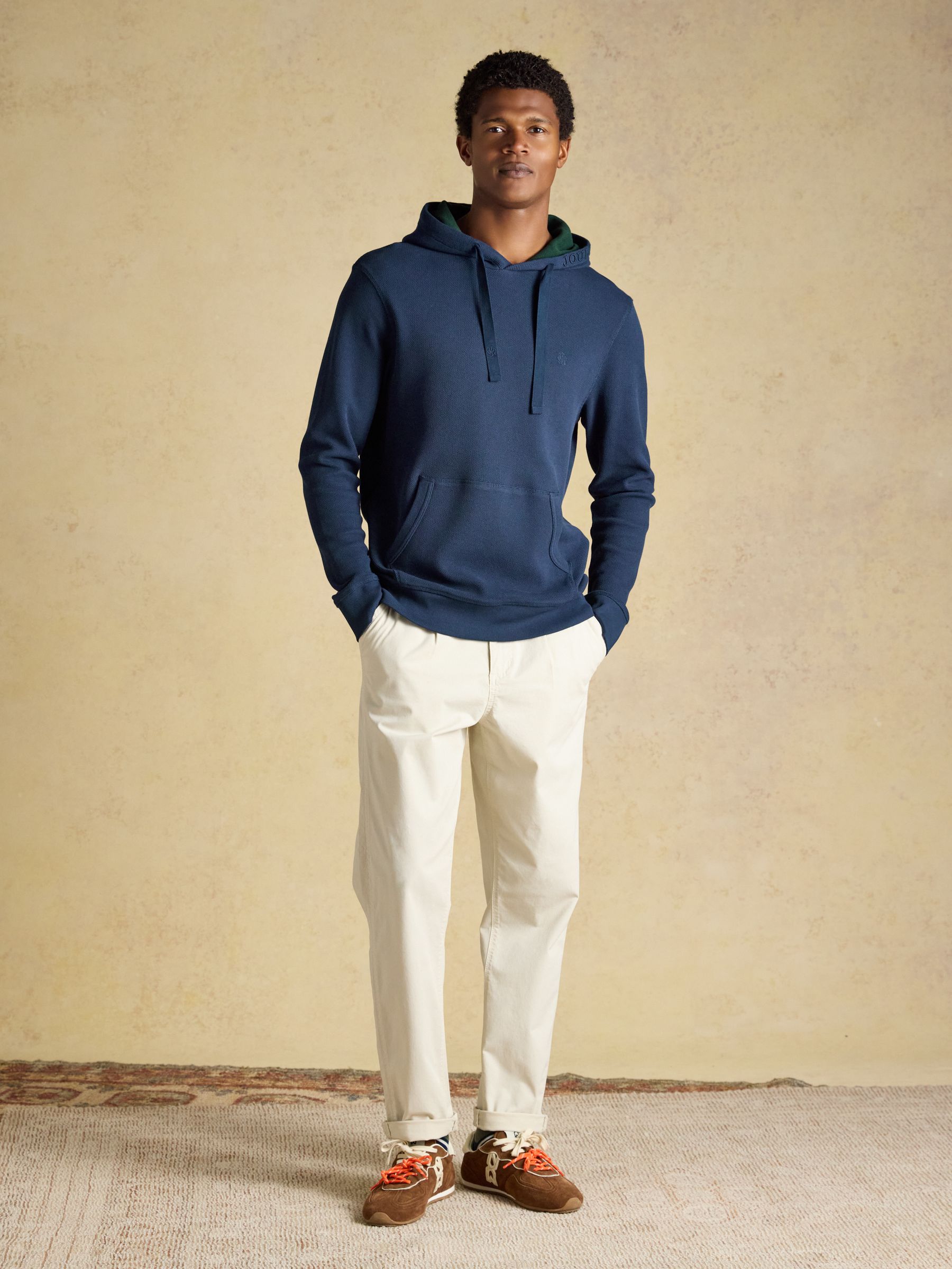 Pique Navy Cotton Hoodie - Image 3 of 8