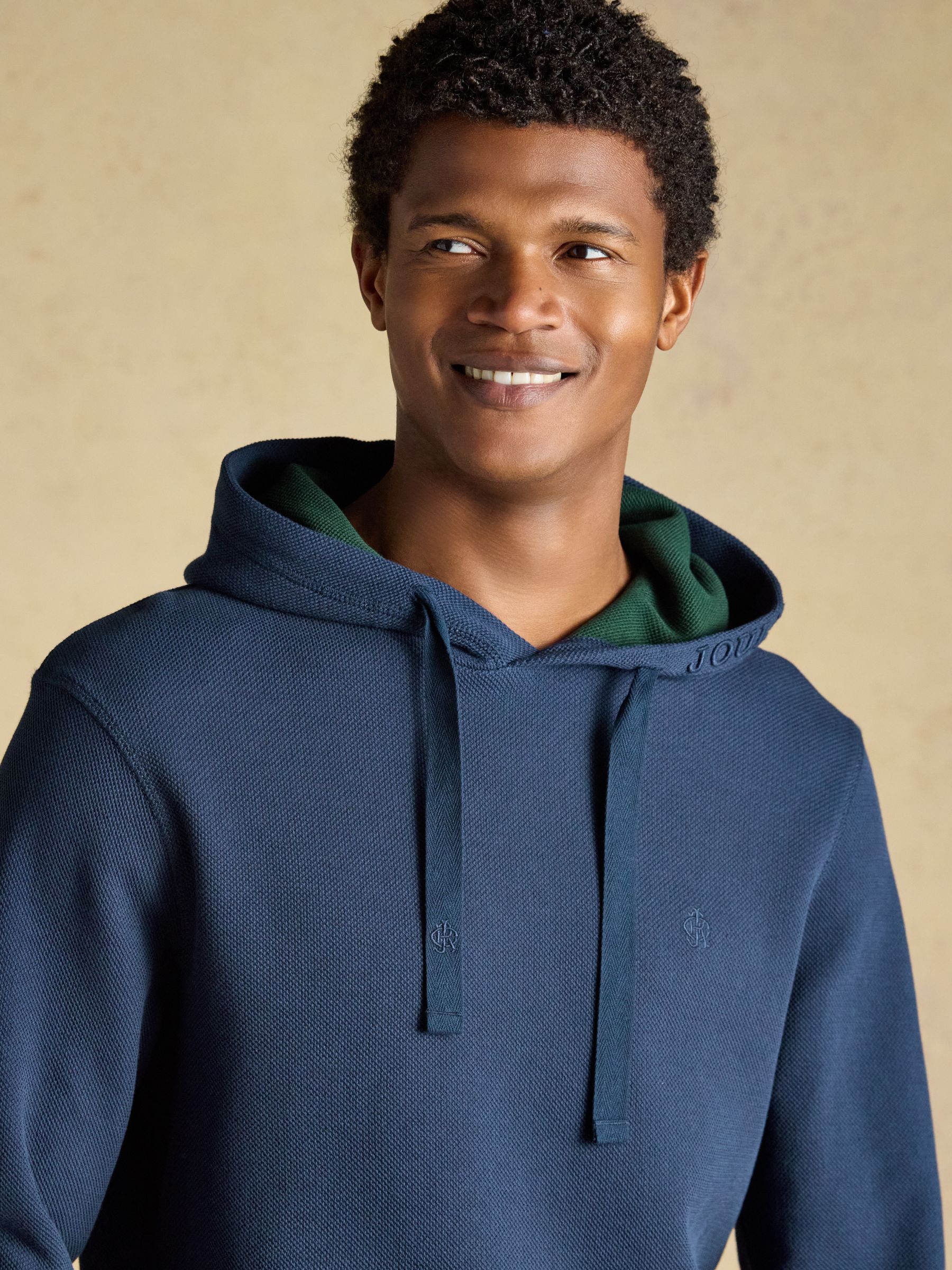 Pique Navy Cotton Hoodie - Image 5 of 8