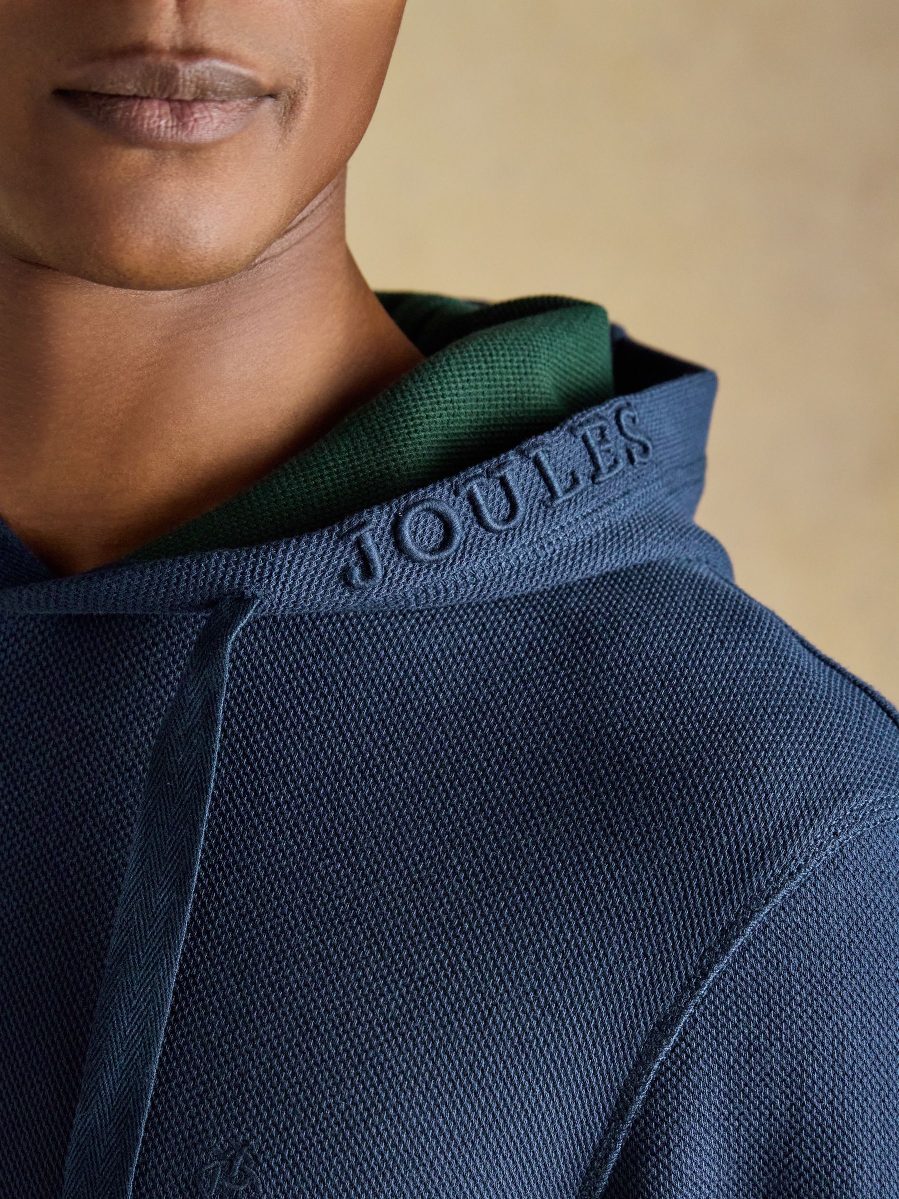 Pique Navy Cotton Hoodie - Image 6 of 8