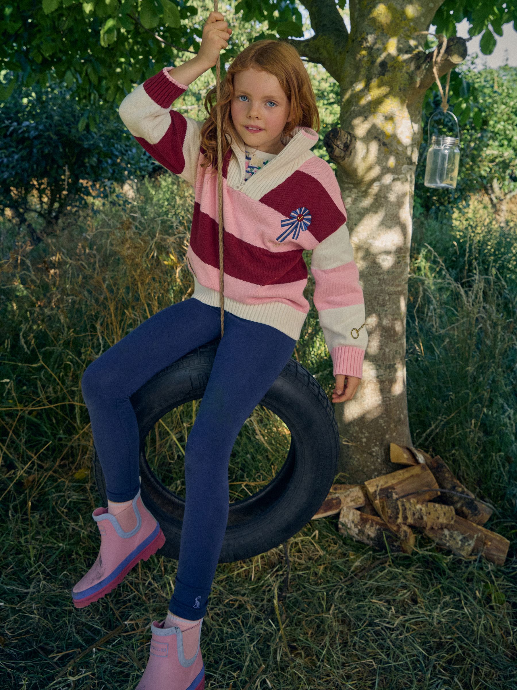 Girls' Buckley Pink Horse Striped Collared Knitted Jumper - Image 1 of 7