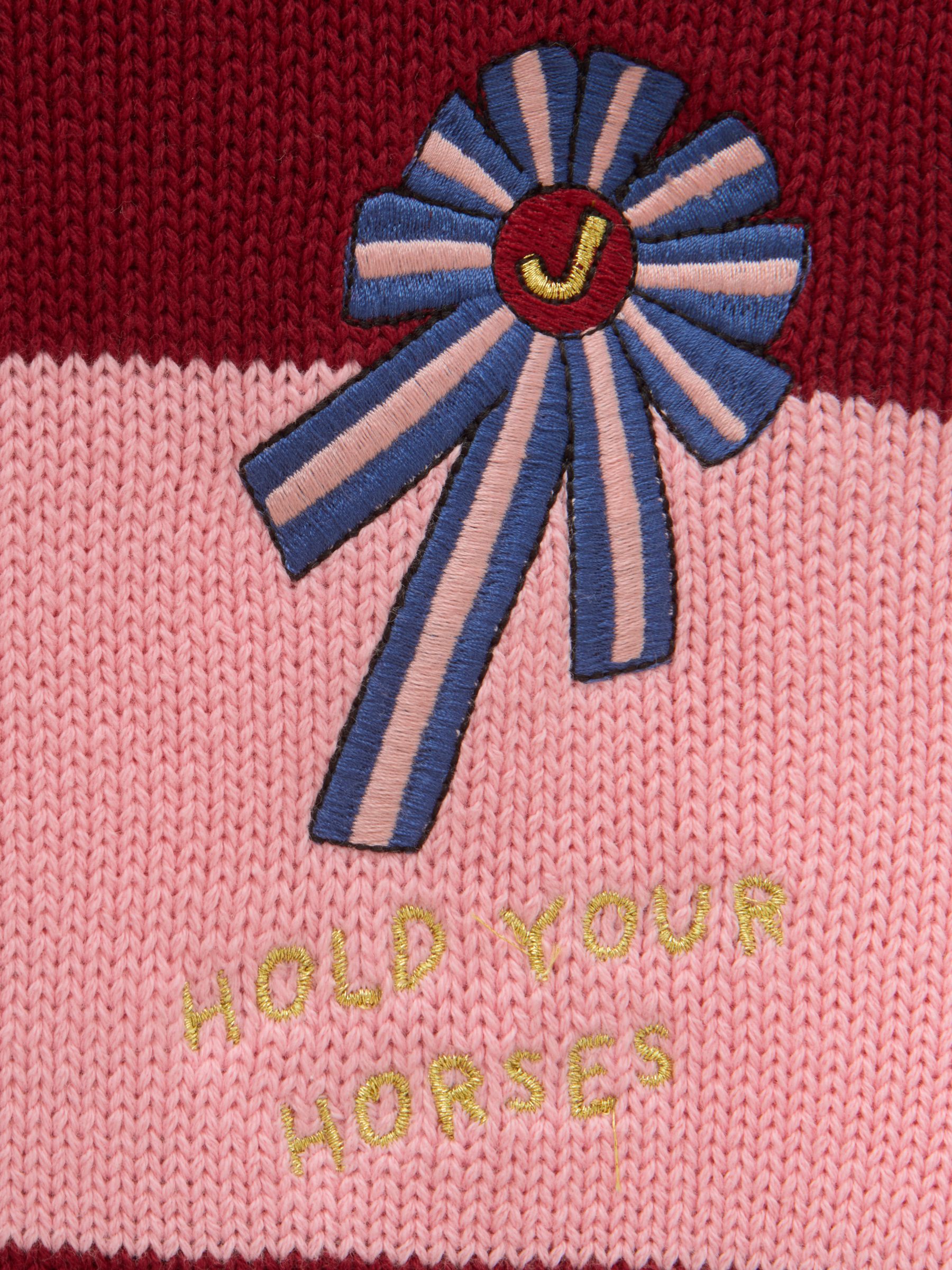 Girls' Buckley Pink Horse Striped Collared Knitted Jumper - Image 5 of 7