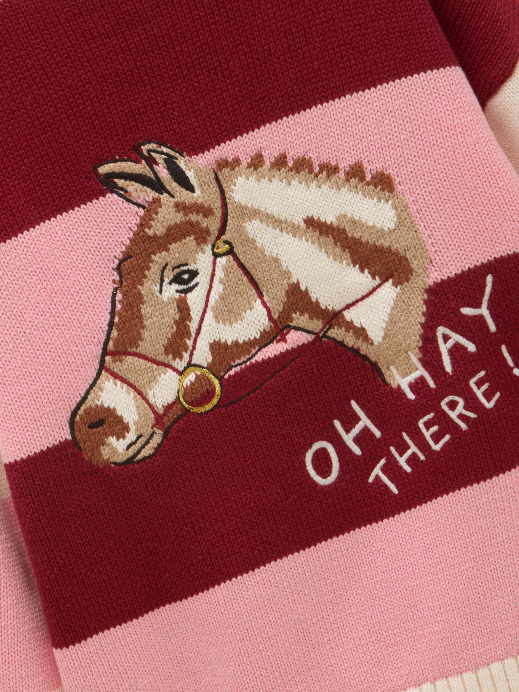 Girls' Buckley Pink Horse Striped Collared Knitted Jumper - Image 7 of 7