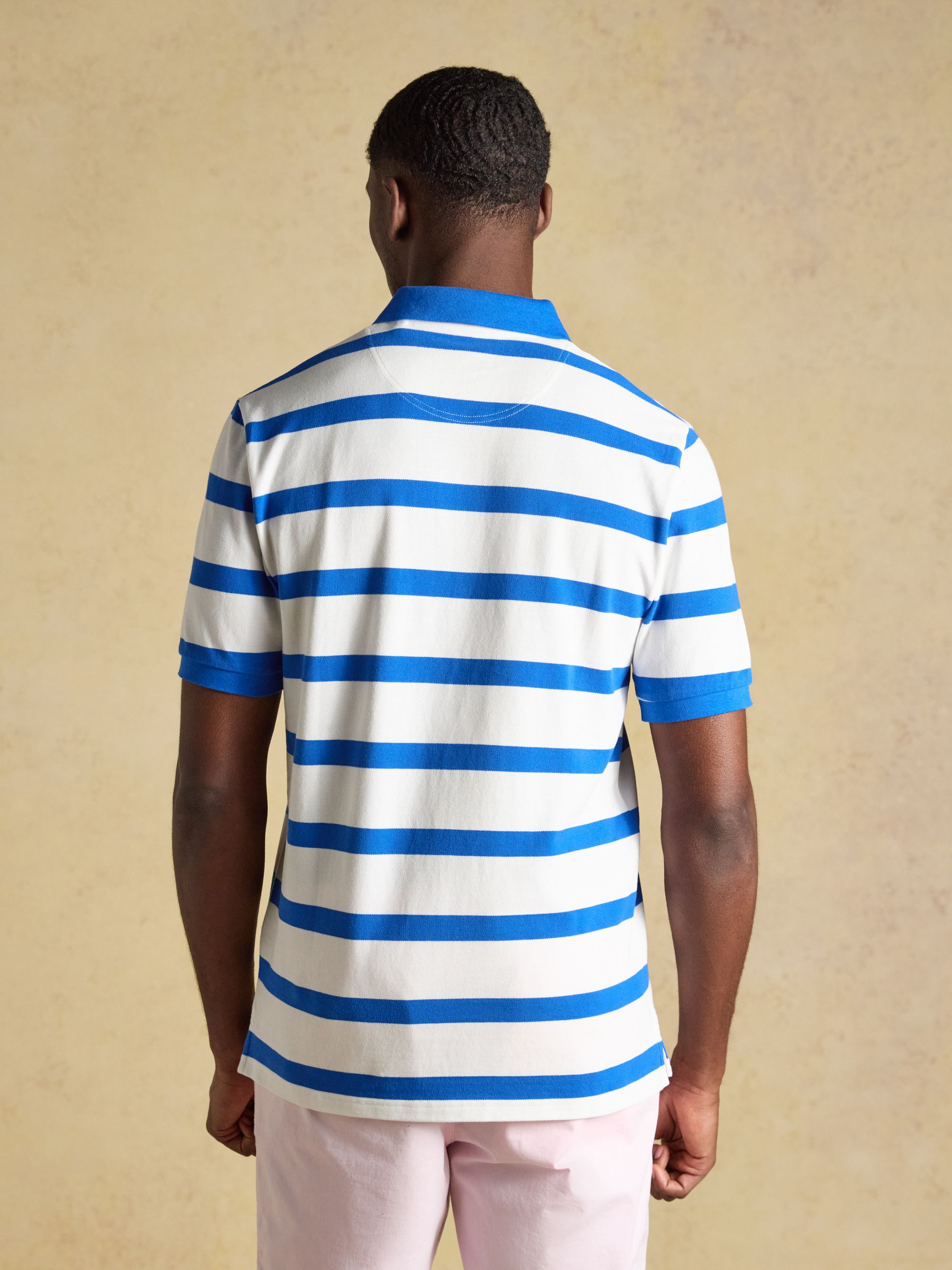 Woody White/Blue Striped Cotton Pique Polo Shirt - Image 2 of 9