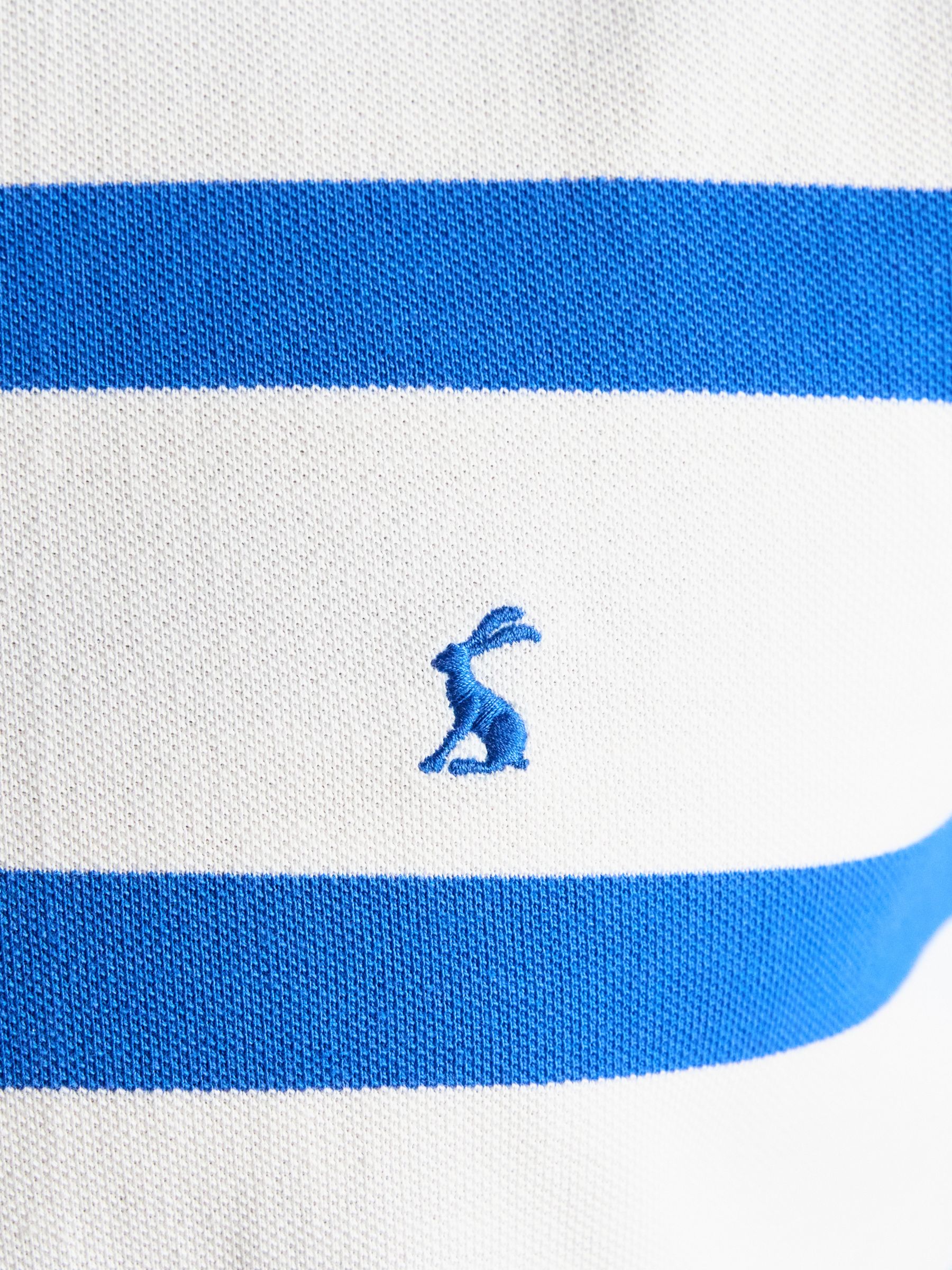 Woody White/Blue Striped Cotton Pique Polo Shirt - Image 3 of 9