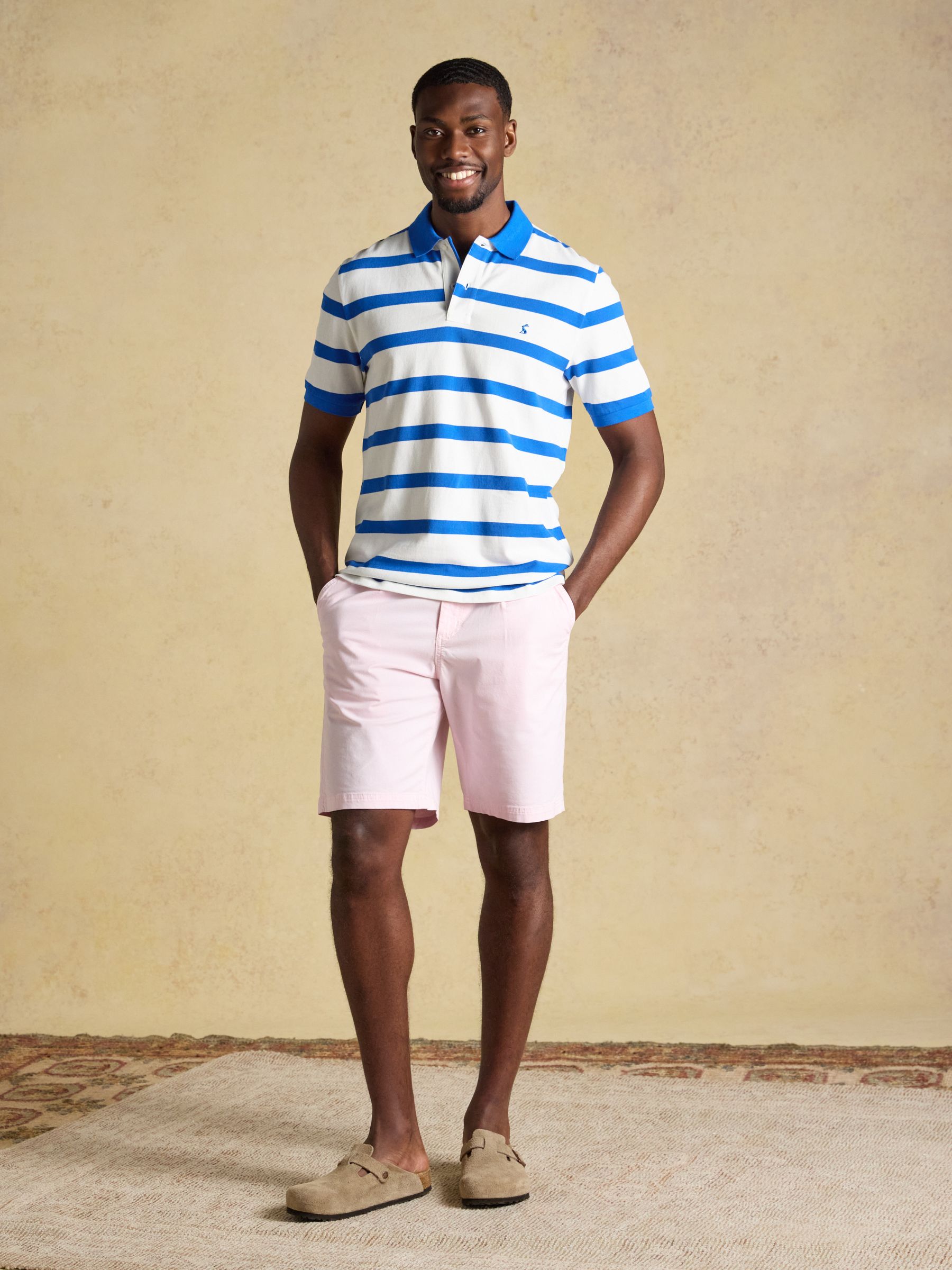 Woody White/Blue Striped Cotton Pique Polo Shirt - Image 5 of 9