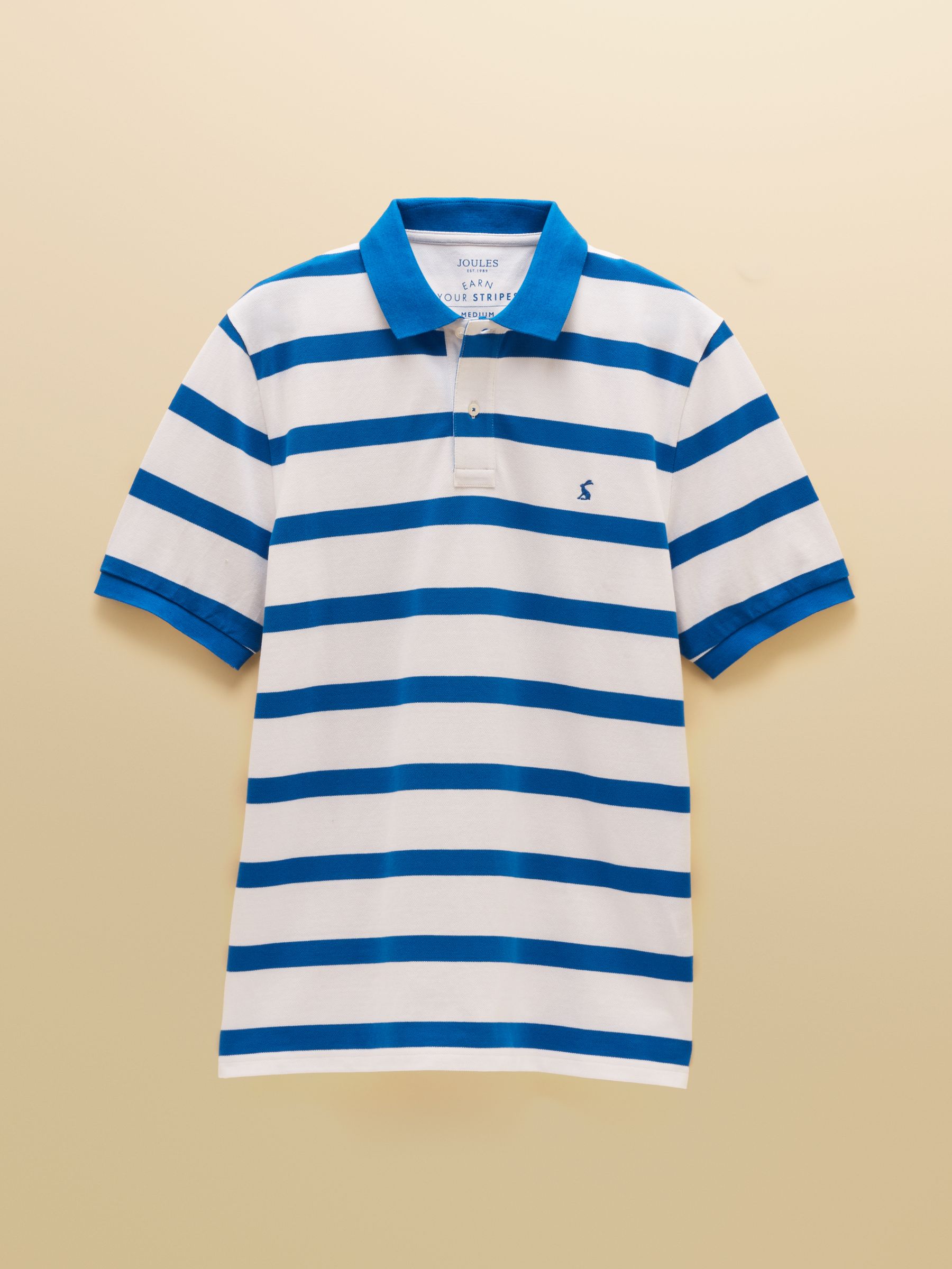 Woody White/Blue Striped Cotton Pique Polo Shirt - Image 9 of 9