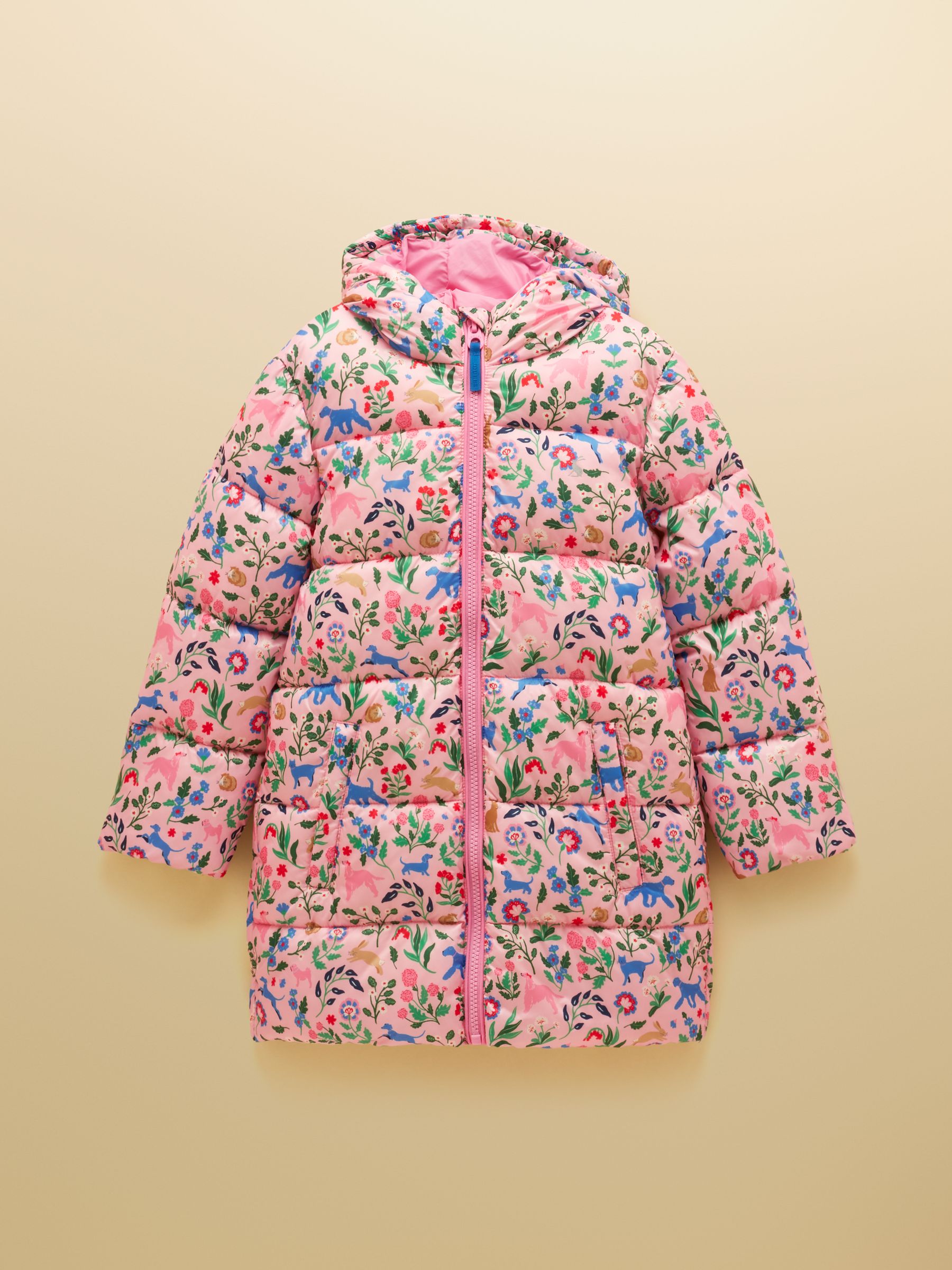 Girls' Long Cairn Pink Showerproof Padded Coat - Image 1 of 4
