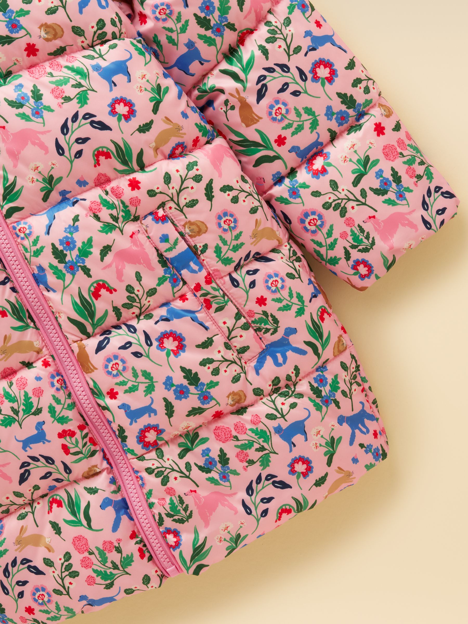 Girls' Long Cairn Pink Showerproof Padded Coat - Image 3 of 4