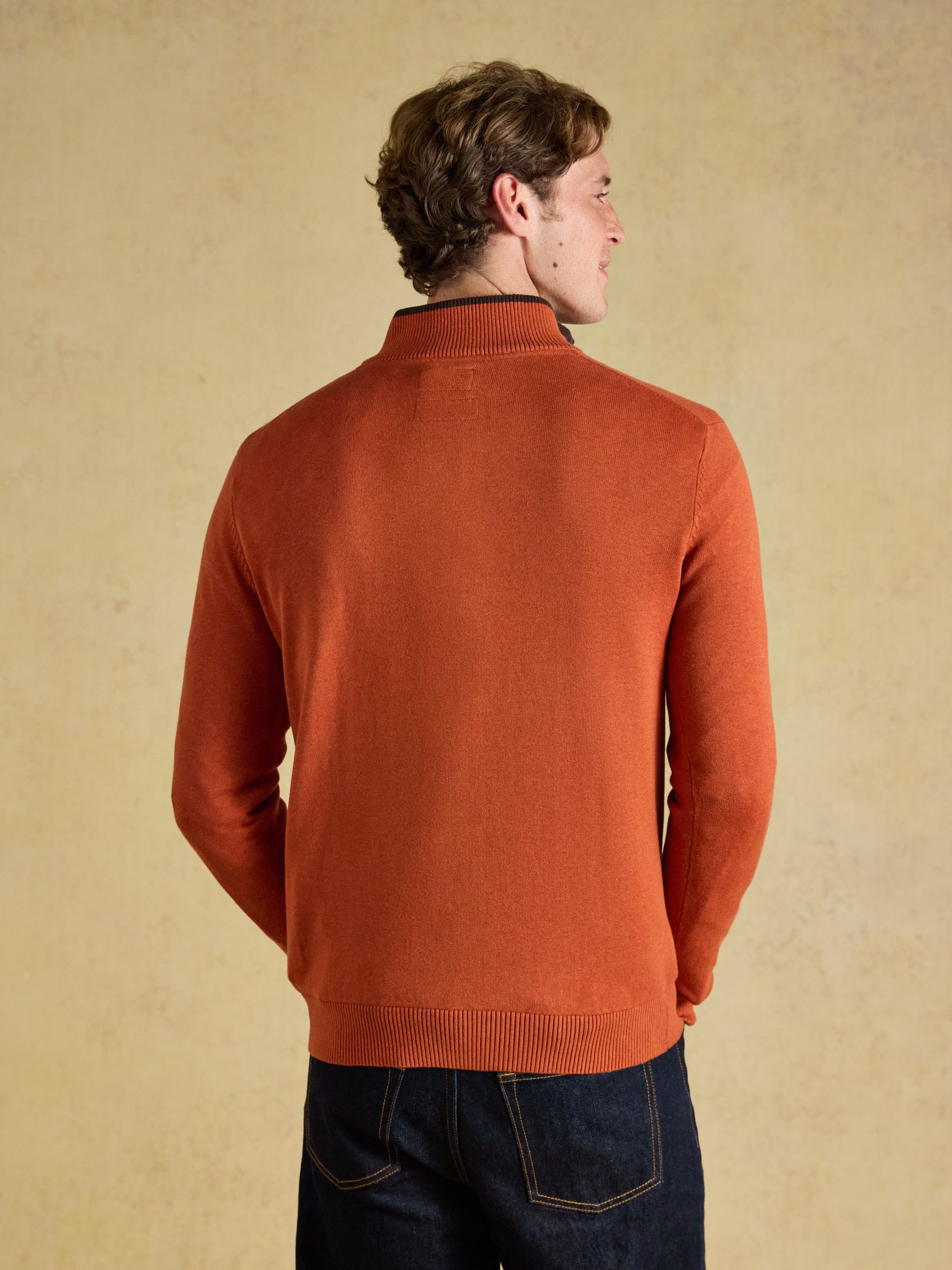 Hillside Orange Quarter Zip Knitted Jumper - Image 2 of 7