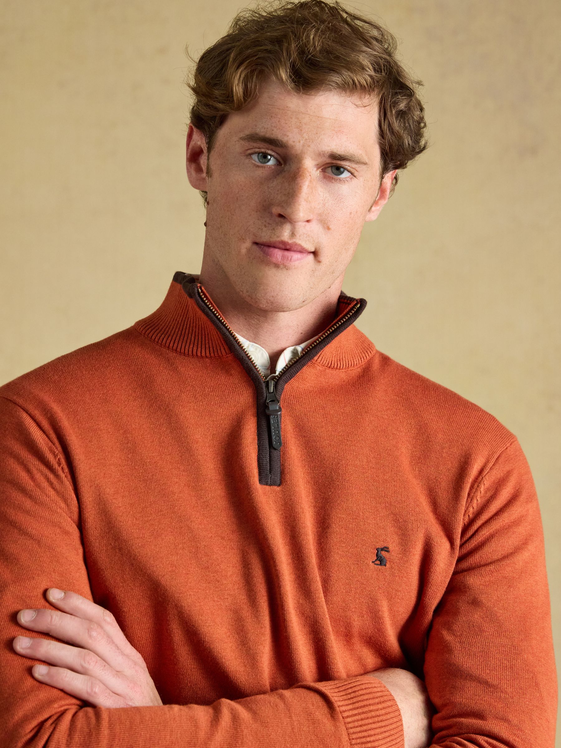 Hillside Orange Quarter Zip Knitted Jumper - Image 3 of 7