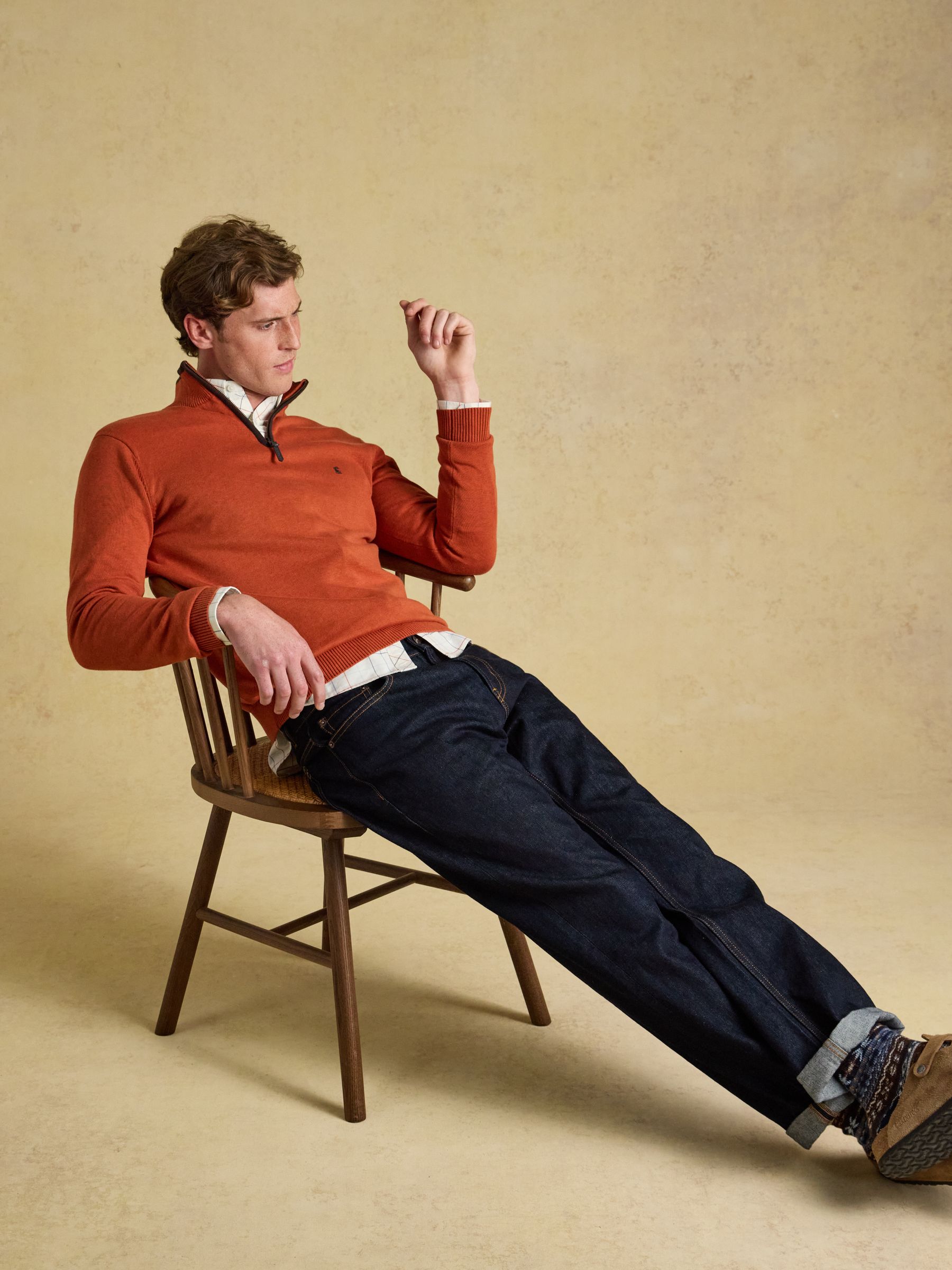 Hillside Orange Quarter Zip Knitted Jumper - Image 4 of 7