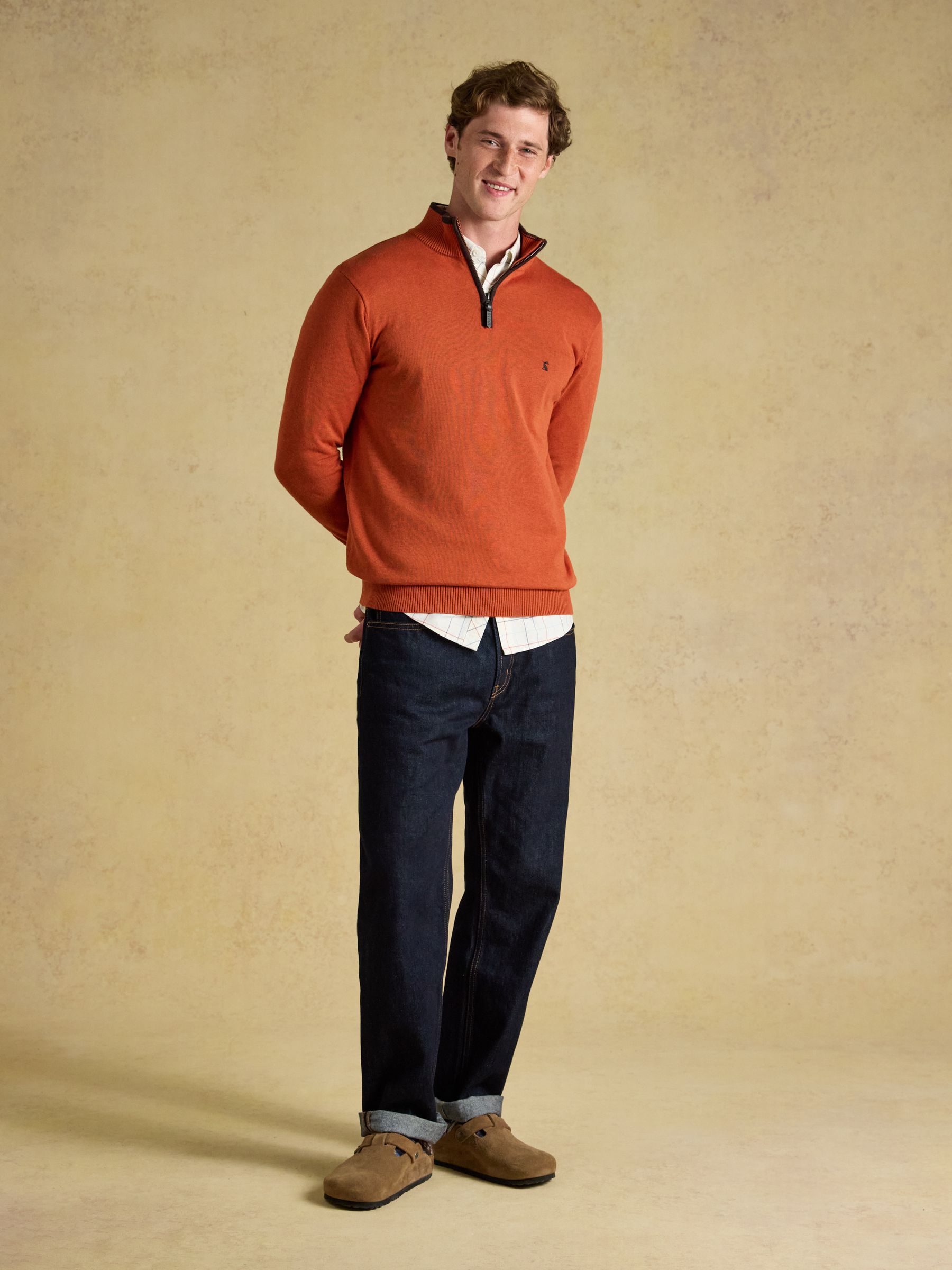 Hillside Orange Quarter Zip Knitted Jumper - Image 6 of 7