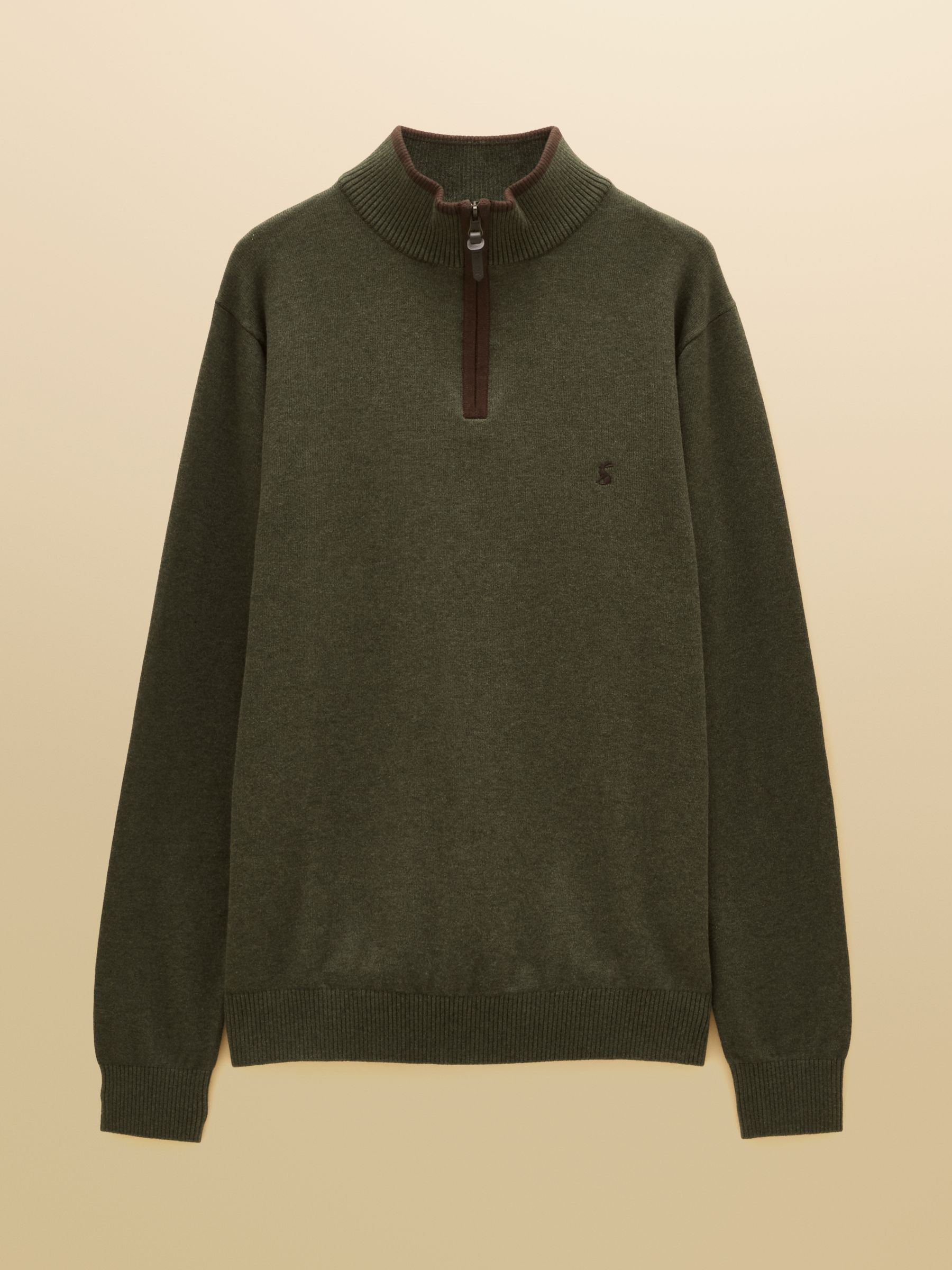 Hillside Khaki Green Quarter Zip Knitted Jumper - Image 7 of 7