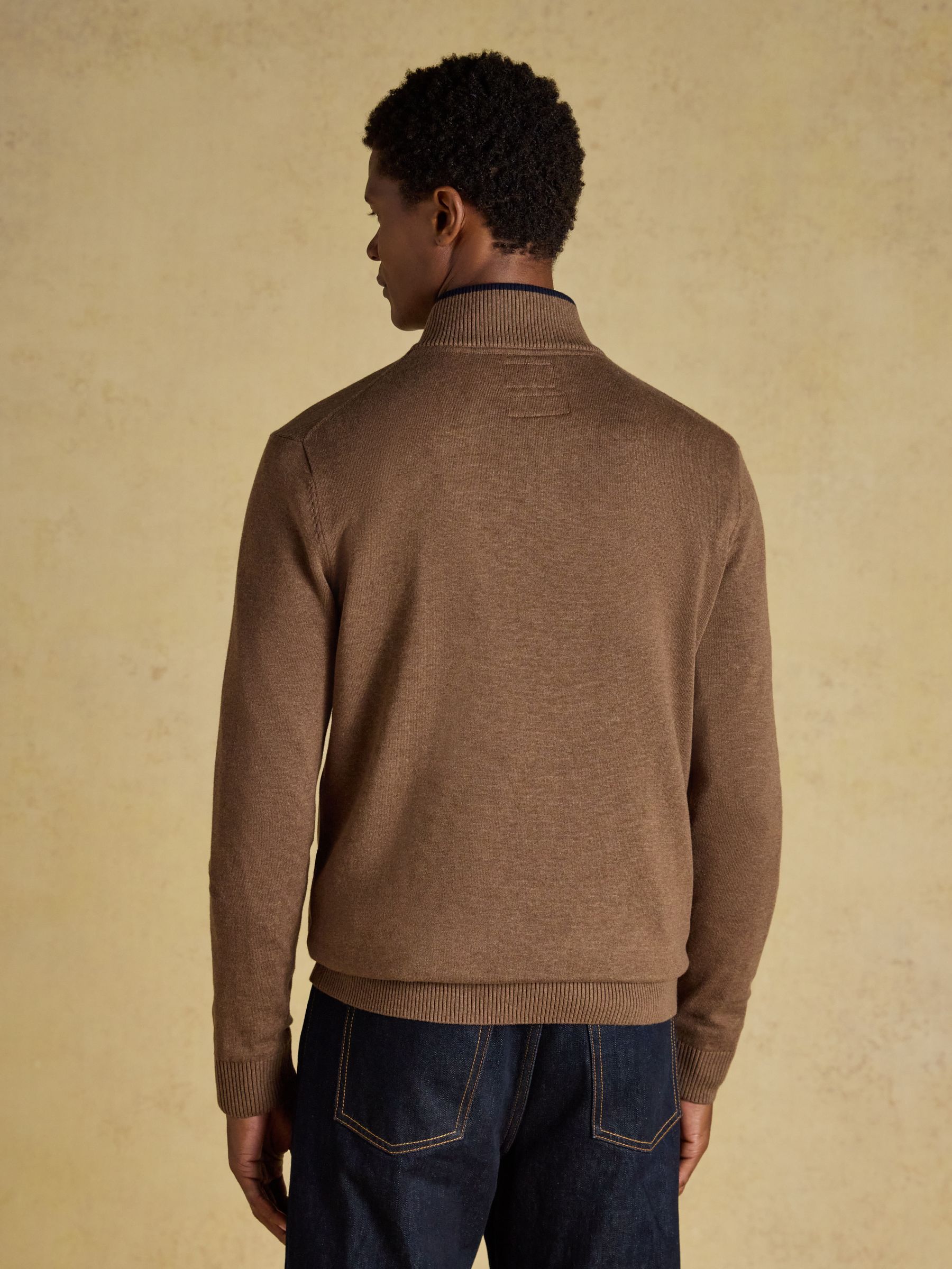Hillside Brown Quarter Zip Knitted Jumper - Image 2 of 8