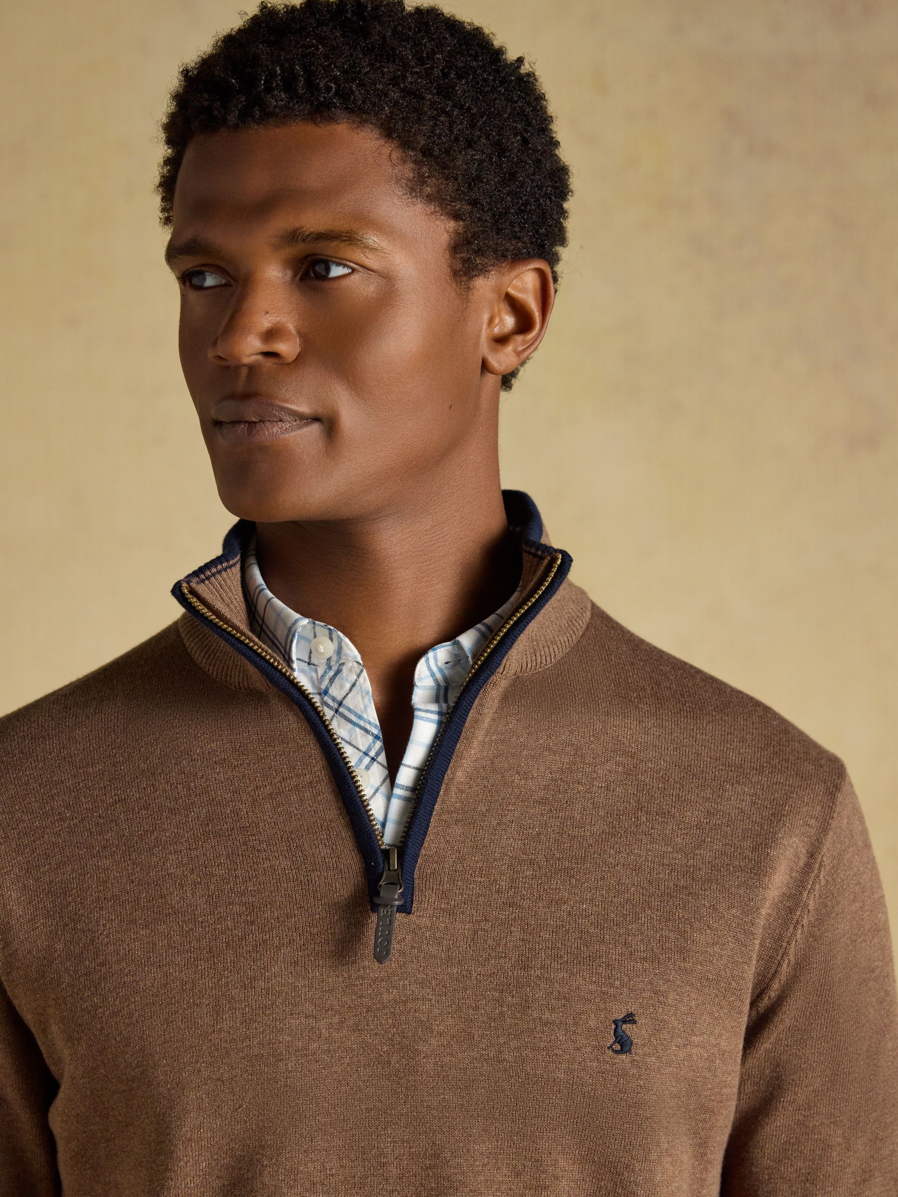Hillside Brown Quarter Zip Knitted Jumper - Image 4 of 8