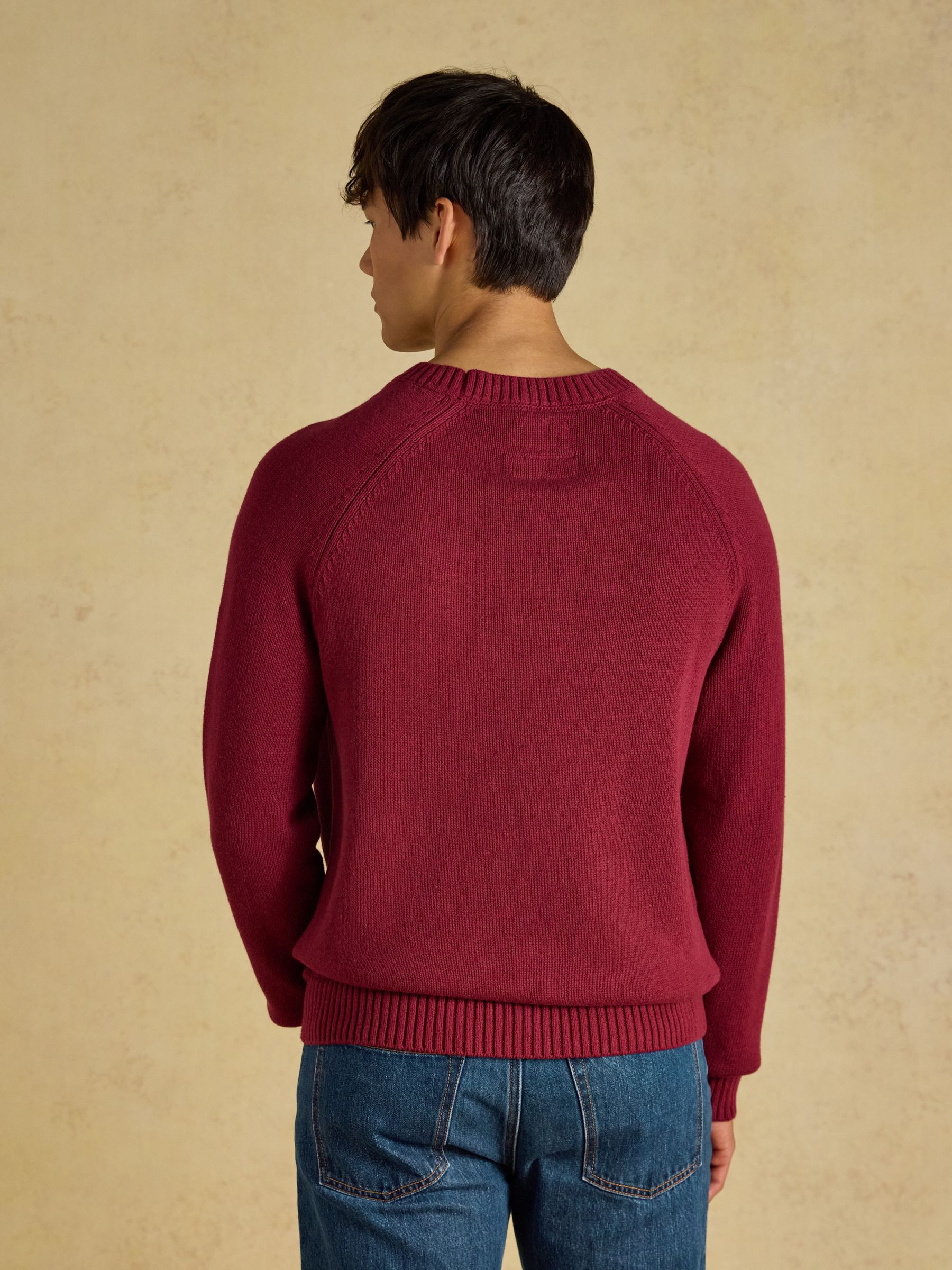 Intarsia Crew Neck Burgundy Car Jumper - Image 2 of 8 Intarsia Crew Neck Burgundy Car Jumper - Image 2 of 8