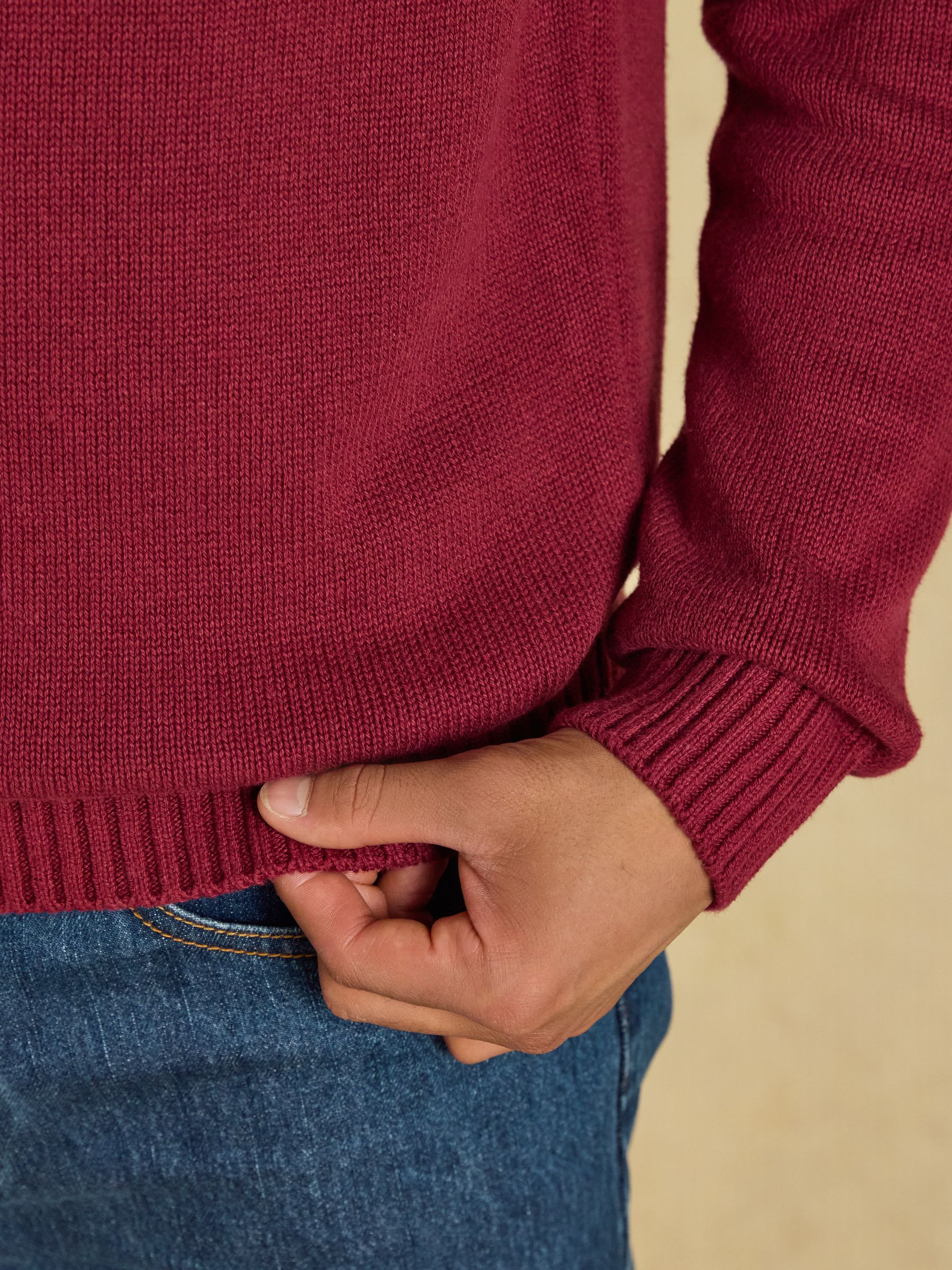 Intarsia Crew Neck Burgundy Car Jumper - Image 6 of 8