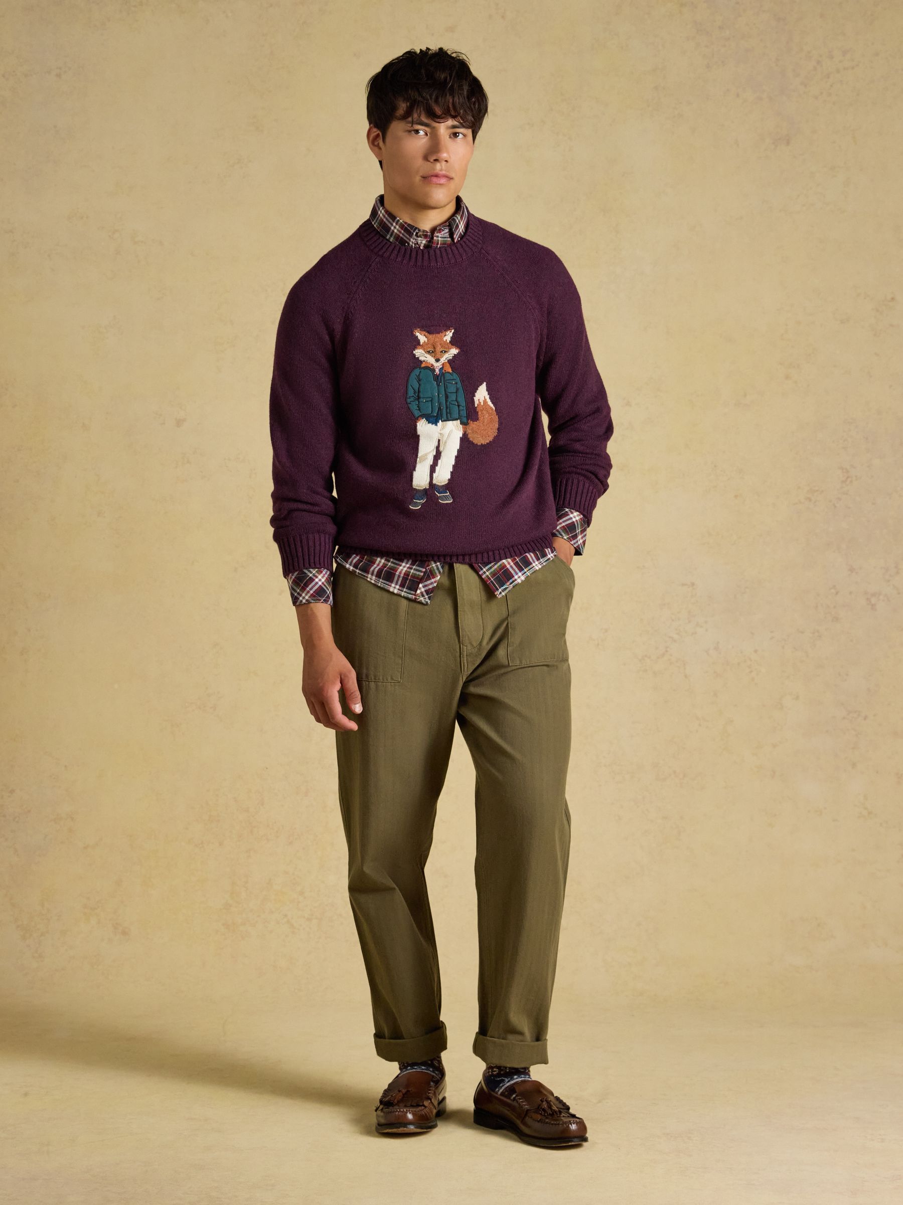 Intarsia Crew Neck Purple Jonty Fox Jumper - Image 3 of 8
