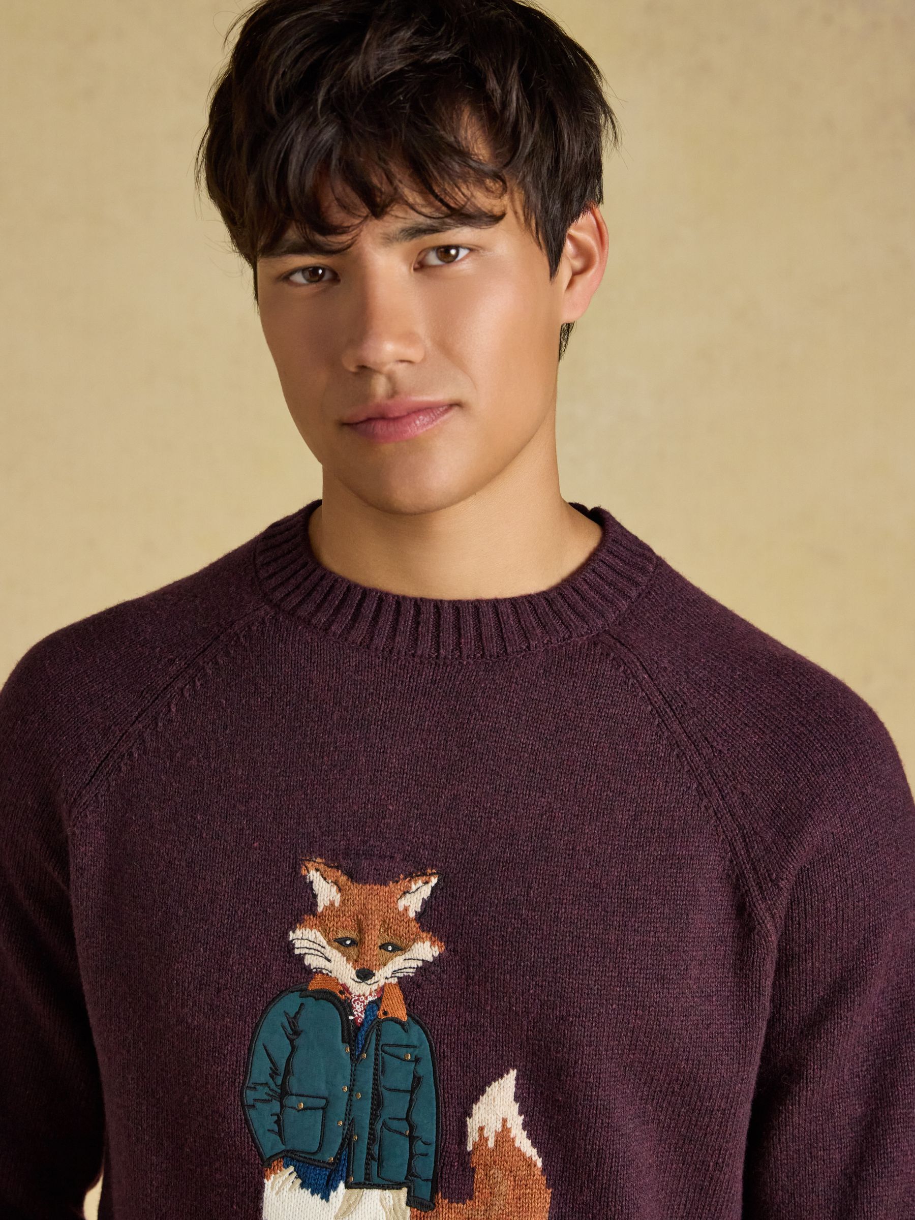 Intarsia Crew Neck Purple Jonty Fox Jumper - Image 4 of 8