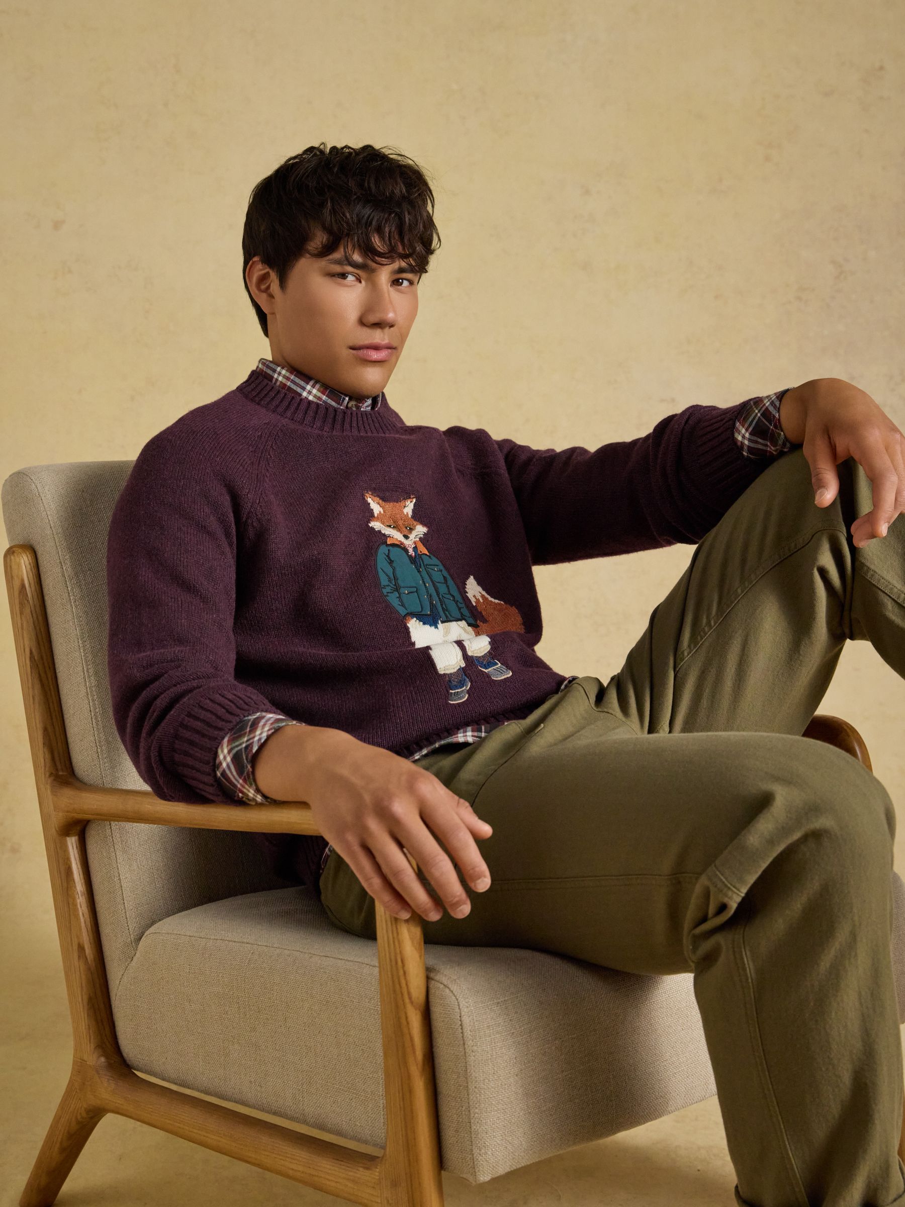Intarsia Crew Neck Purple Jonty Fox Jumper - Image 6 of 8
