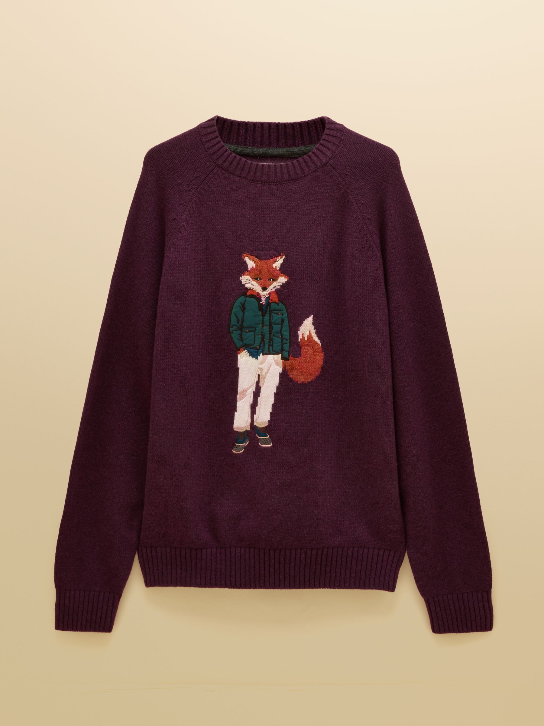 Intarsia Crew Neck Purple Jonty Fox Jumper - Image 8 of 8