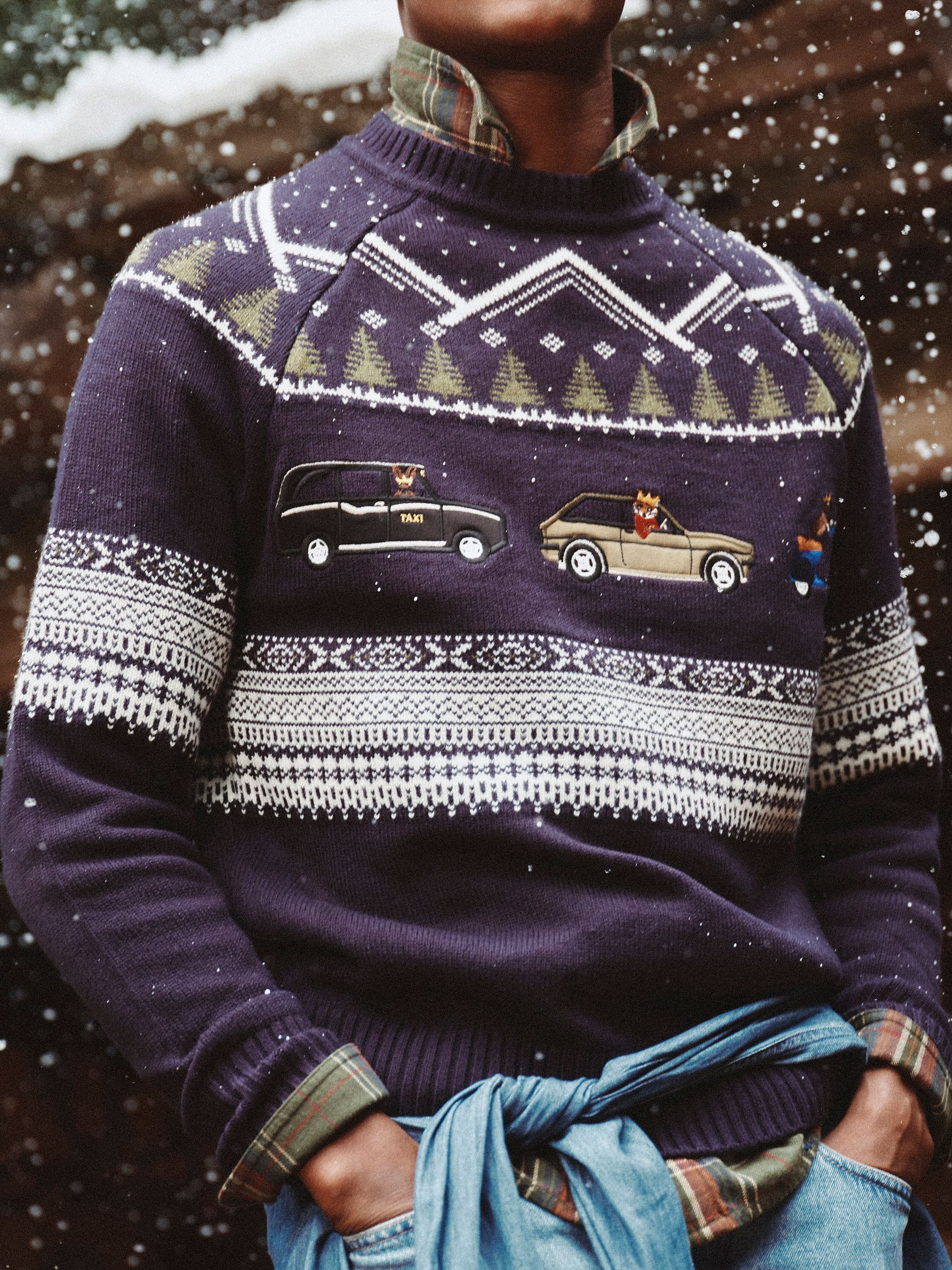 Intarsia Crew Neck Navy Christmas Jumper - Image 2 of 10 Intarsia Crew Neck Navy Christmas Jumper - Image 2 of 10