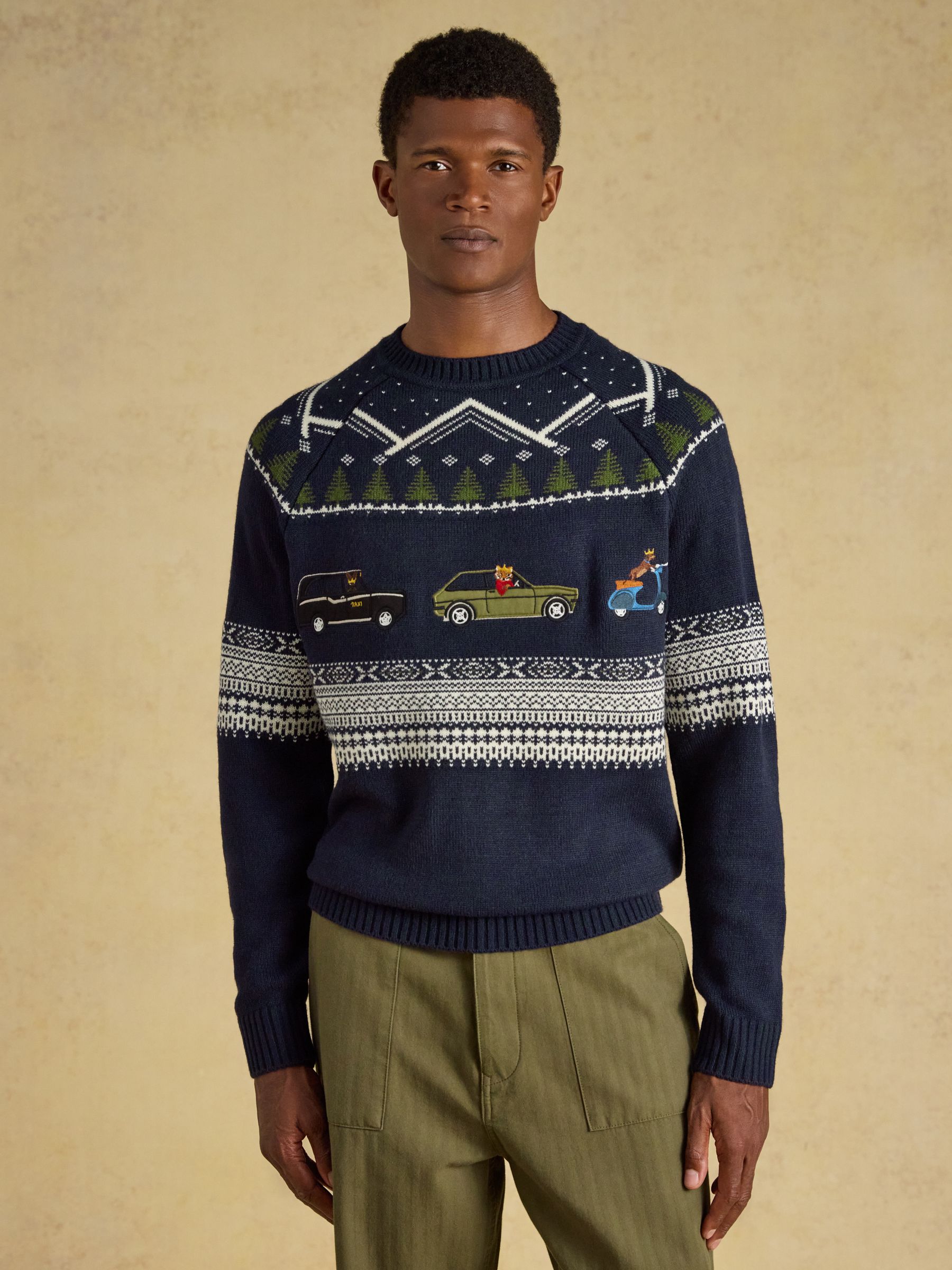Intarsia Crew Neck Navy Christmas Jumper - Image 3 of 10