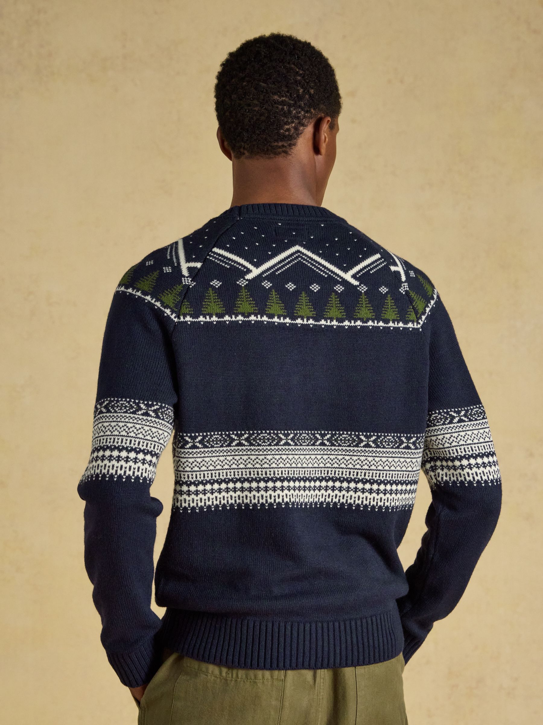 Intarsia Crew Neck Navy Christmas Jumper - Image 4 of 10
