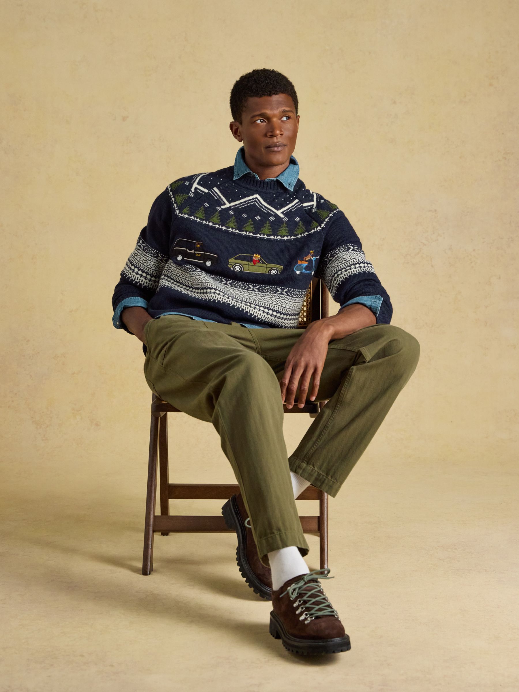 Intarsia Crew Neck Navy Christmas Jumper - Image 5 of 10