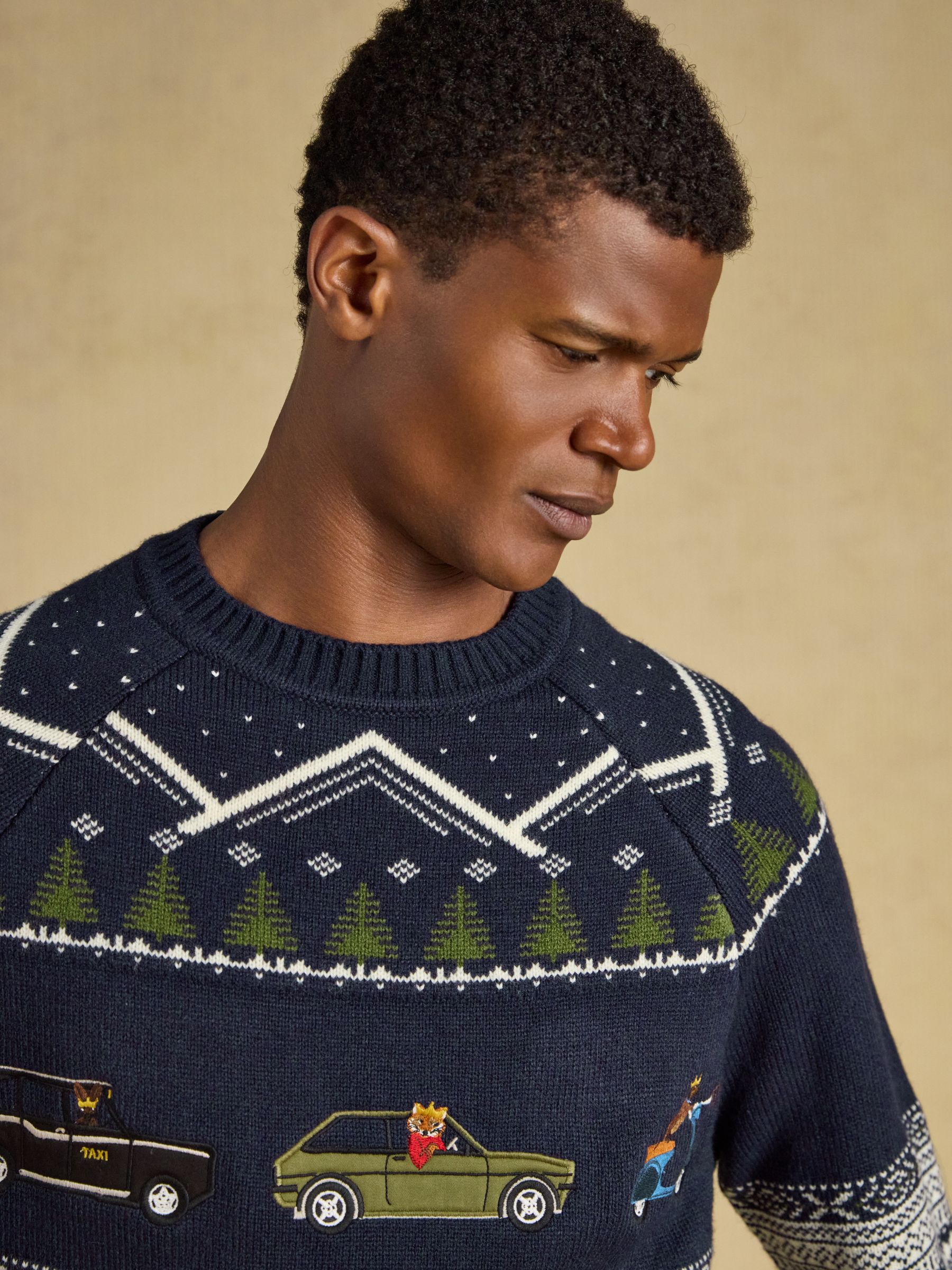 Intarsia Crew Neck Navy Christmas Jumper - Image 6 of 10