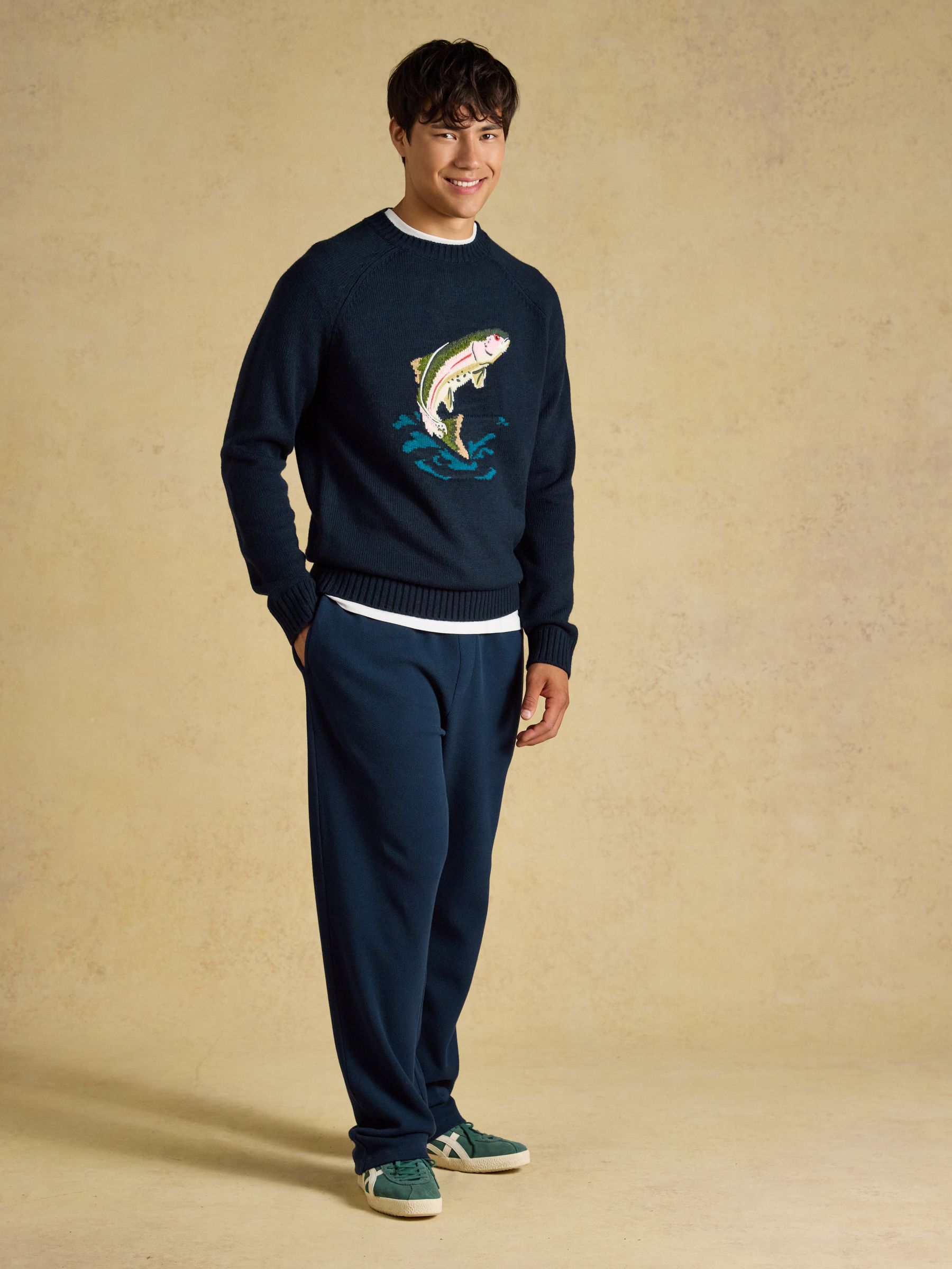 Intarsia Crew Neck Navy Fish Jumper - Image 3 of 7