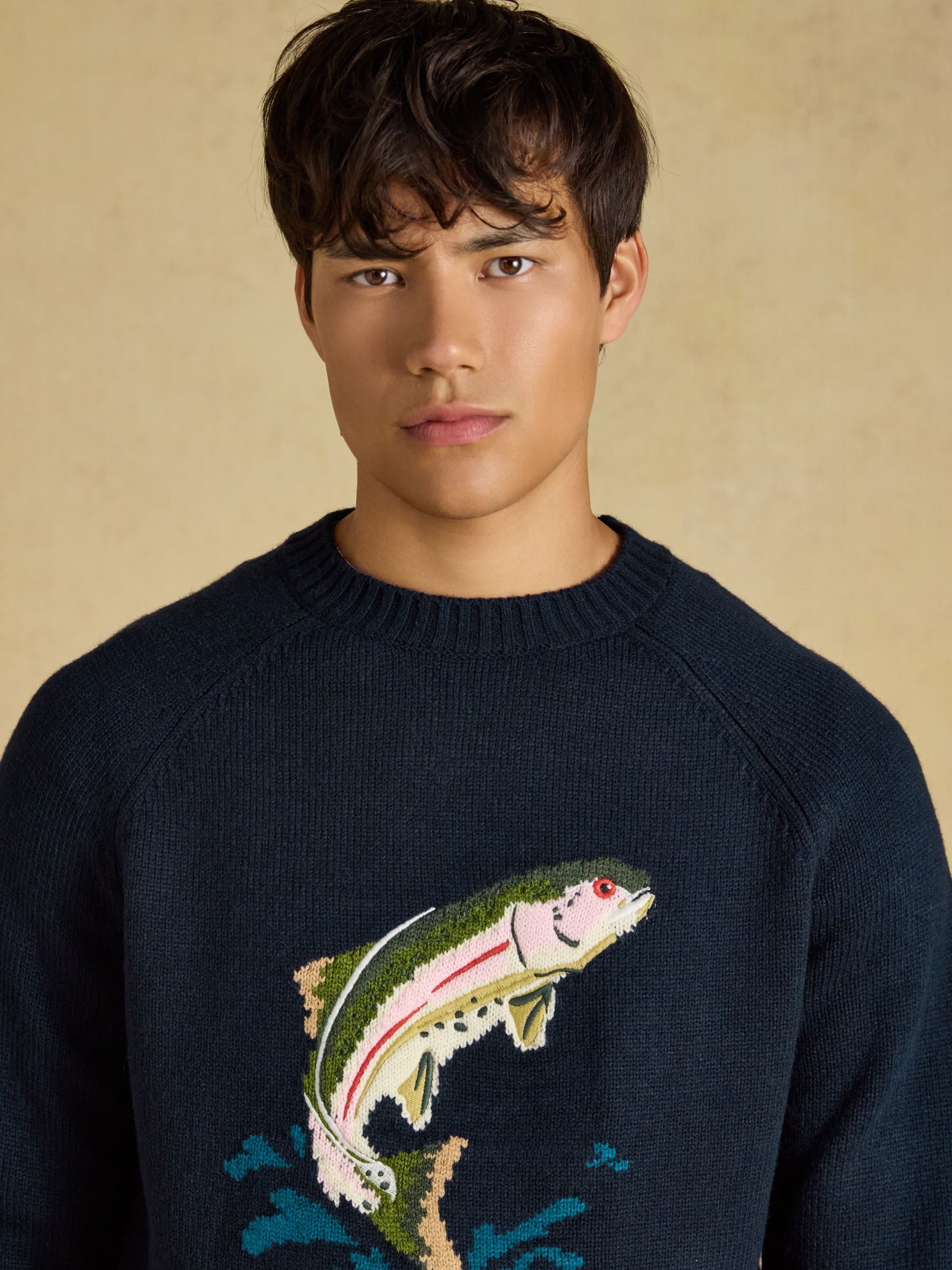 Intarsia Crew Neck Navy Fish Jumper - Image 4 of 7