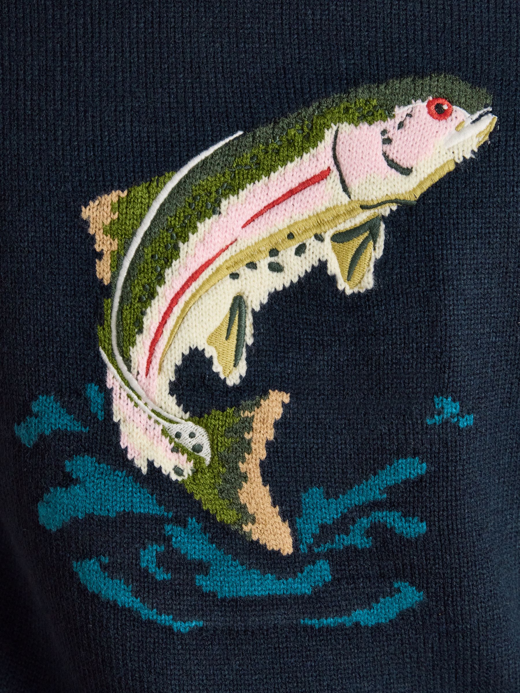 Intarsia Crew Neck Navy Fish Jumper - Image 6 of 7