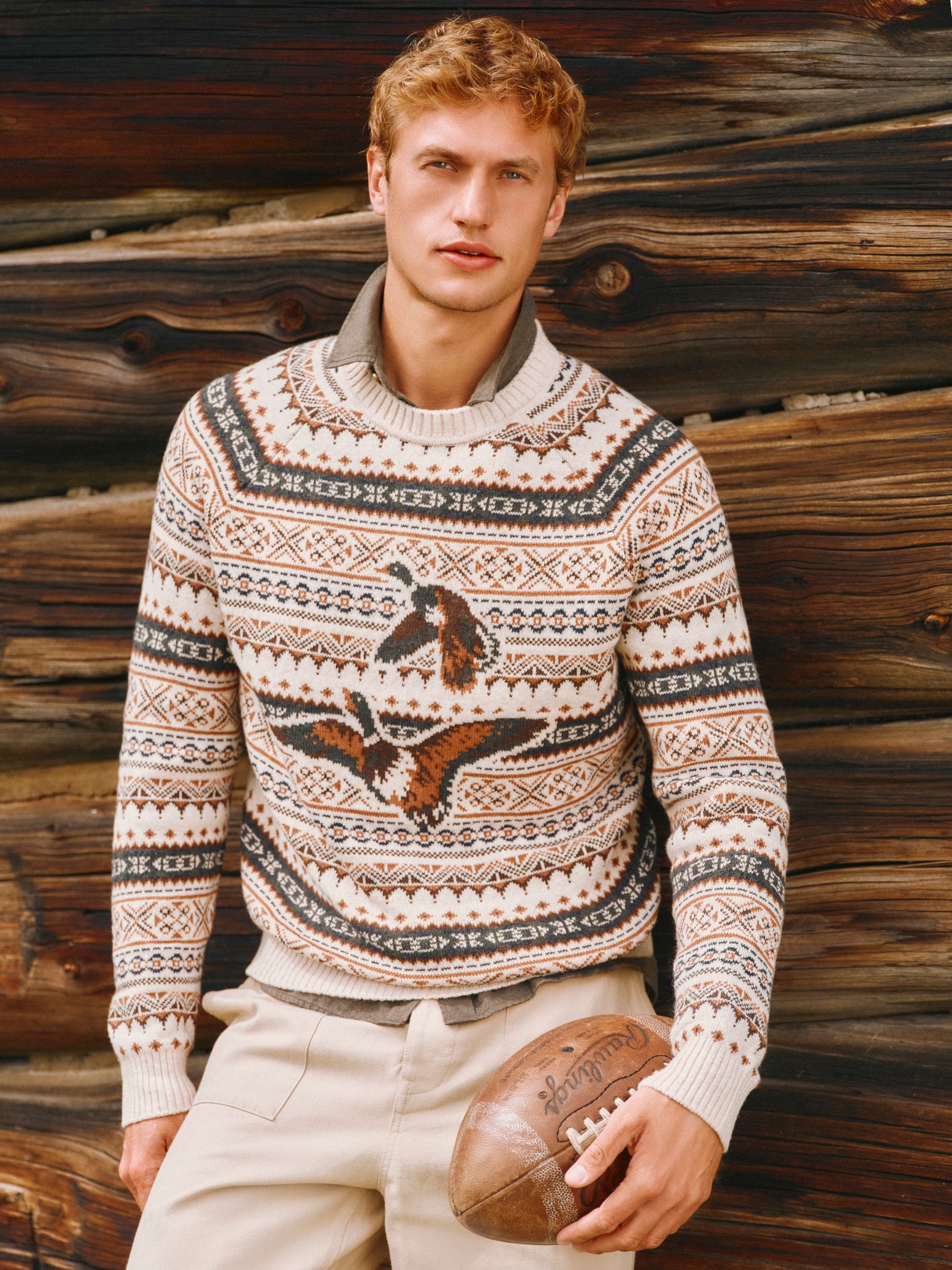 Intarsia Crew Neck Fair Isle Ducks Jumper - Image 1 of 8 Intarsia Crew Neck Fair Isle Ducks Jumper - Image 1 of 8