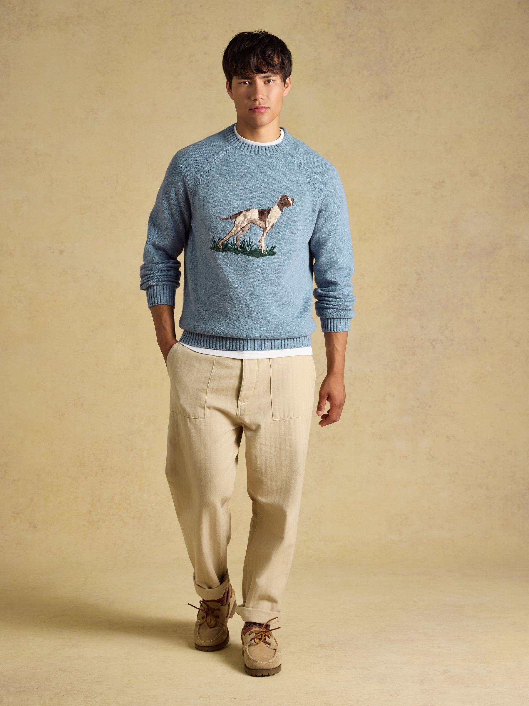 Intarsia Crew Neck Blue Dog Jumper - Image 3 of 7