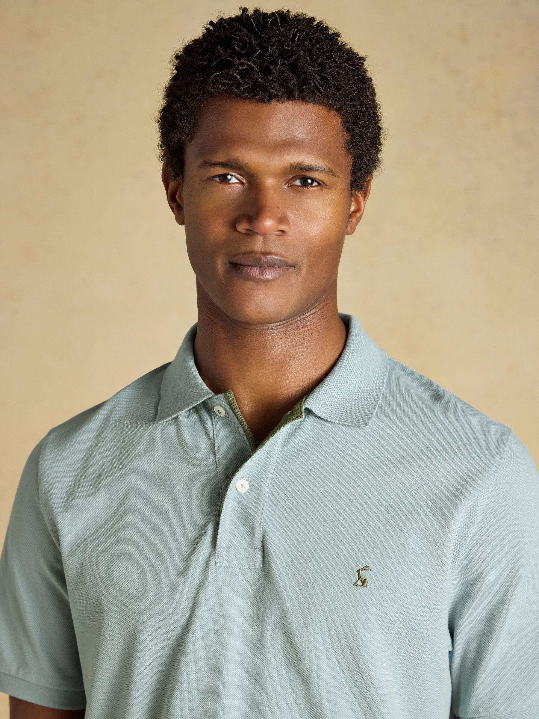 Woody Blue/Grey Cotton Pique Polo Shirt - Image 6 of 9