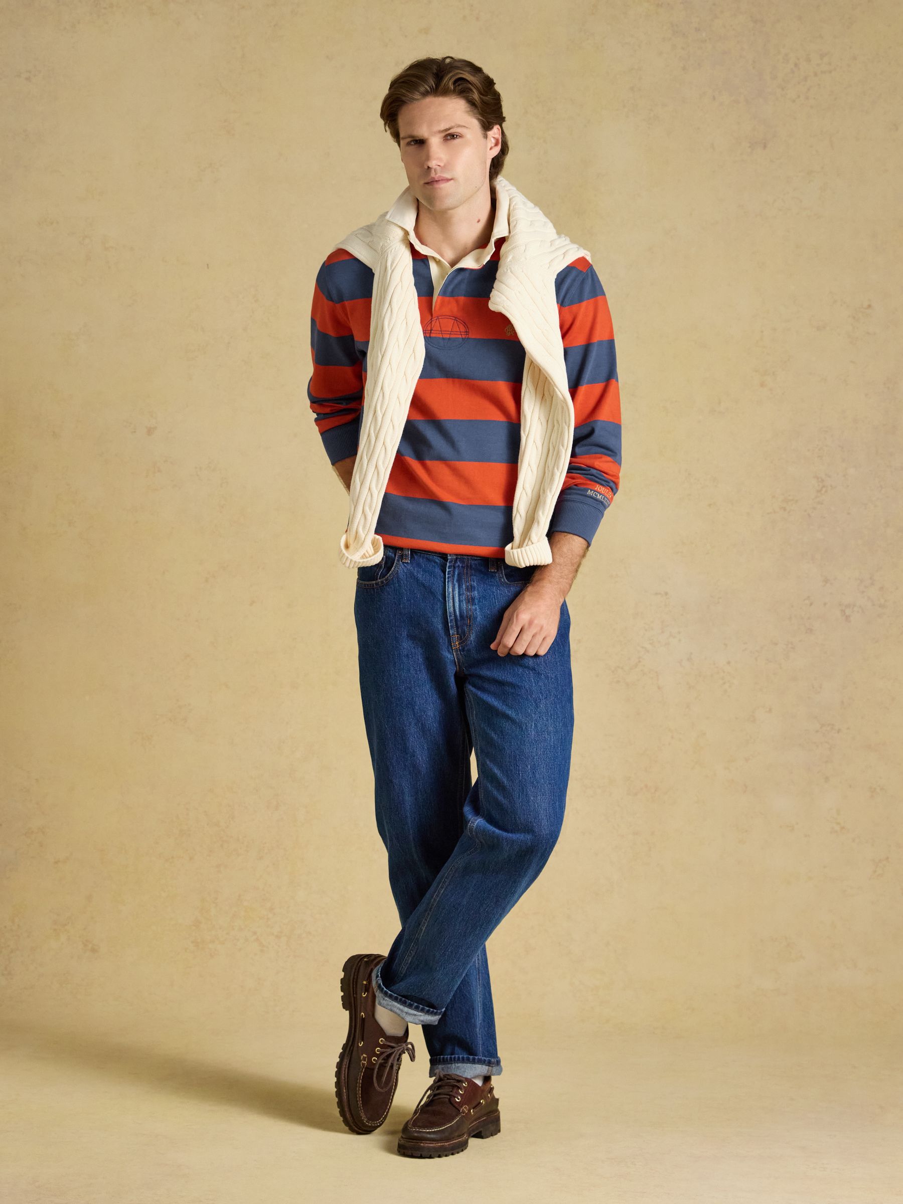 Rugby Club Blue/Orange Long Sleeve Striped Rugby Shirt - Image 4 of 8