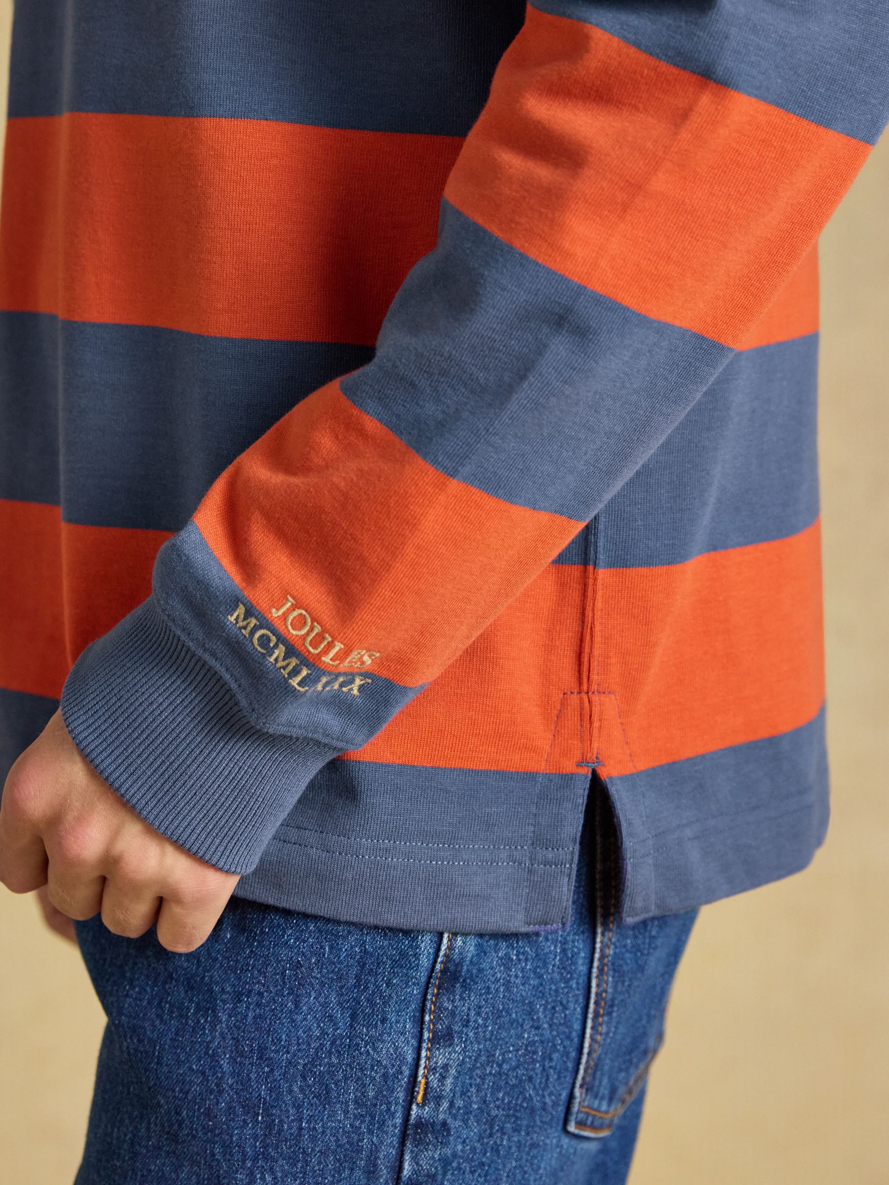 Rugby Club Blue/Orange Long Sleeve Striped Rugby Shirt - Image 5 of 8