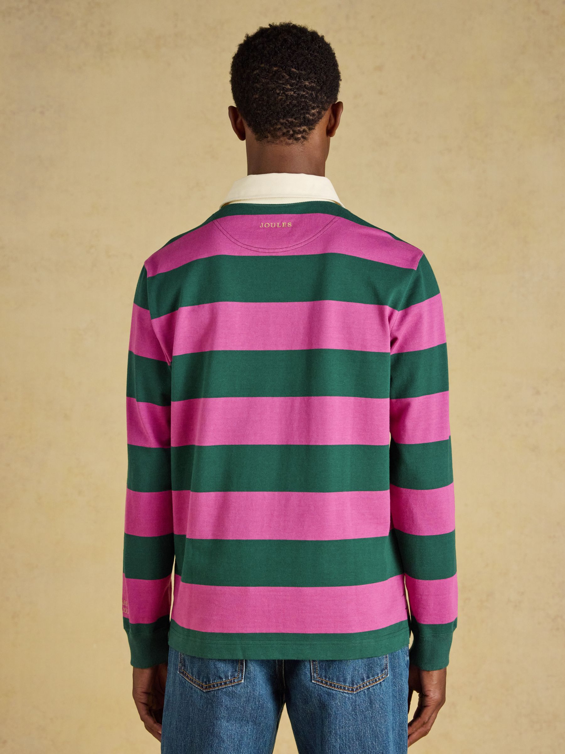 Rugby Club Pink/Green Long Sleeve Striped Rugby Shirt - Image 2 of 9