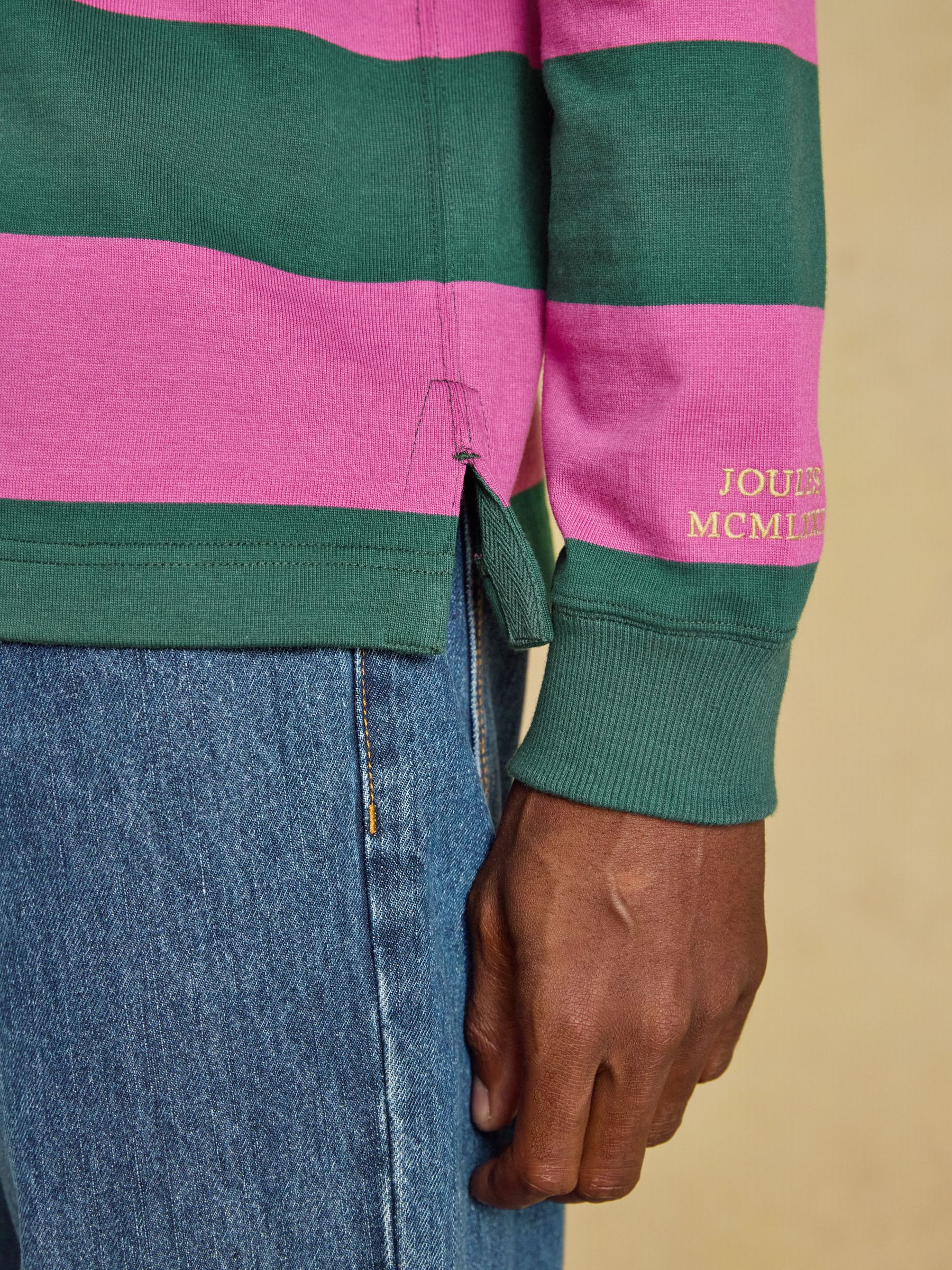 Rugby Club Pink/Green Long Sleeve Striped Rugby Shirt - Image 5 of 9