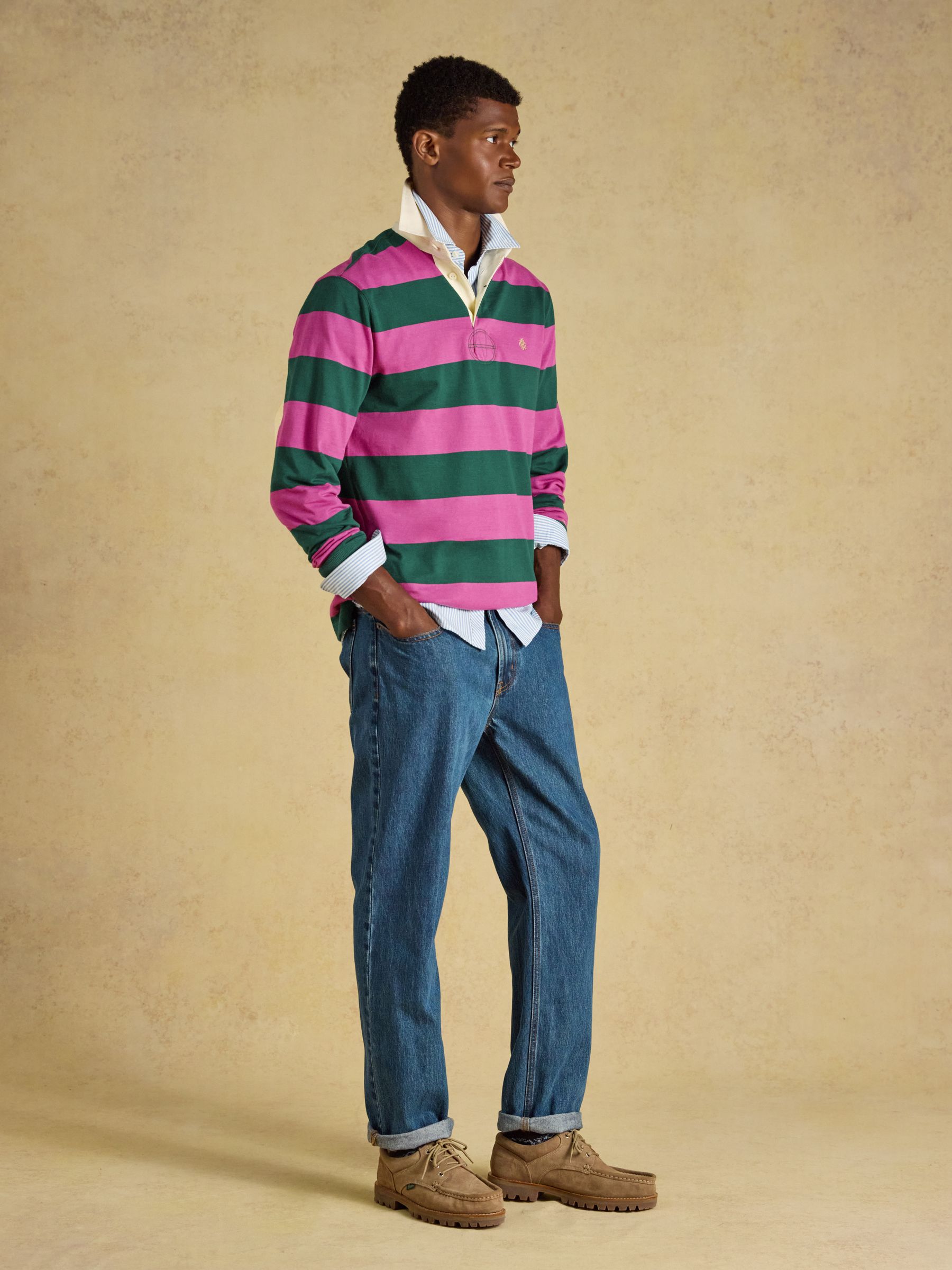 Rugby Club Pink/Green Long Sleeve Striped Rugby Shirt - Image 7 of 9