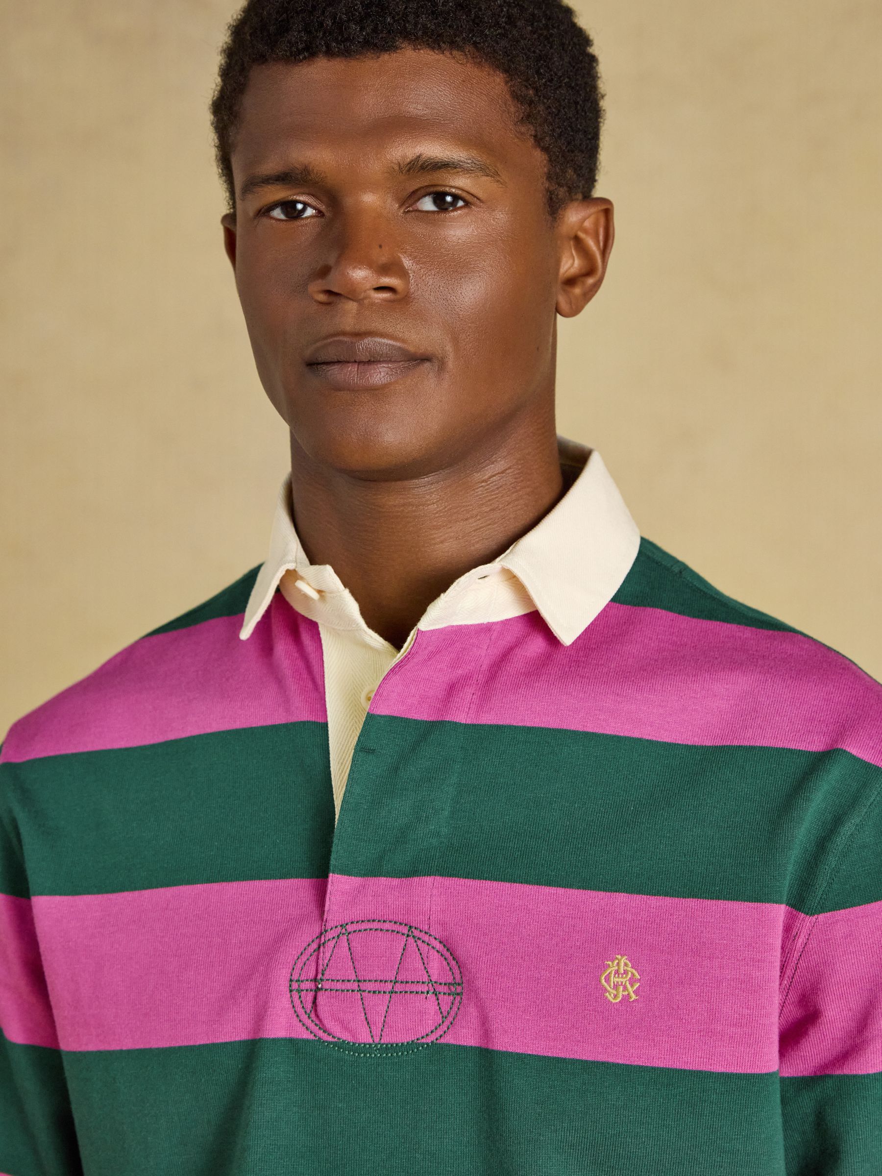 Rugby Club Pink/Green Long Sleeve Striped Rugby Shirt - Image 8 of 9
