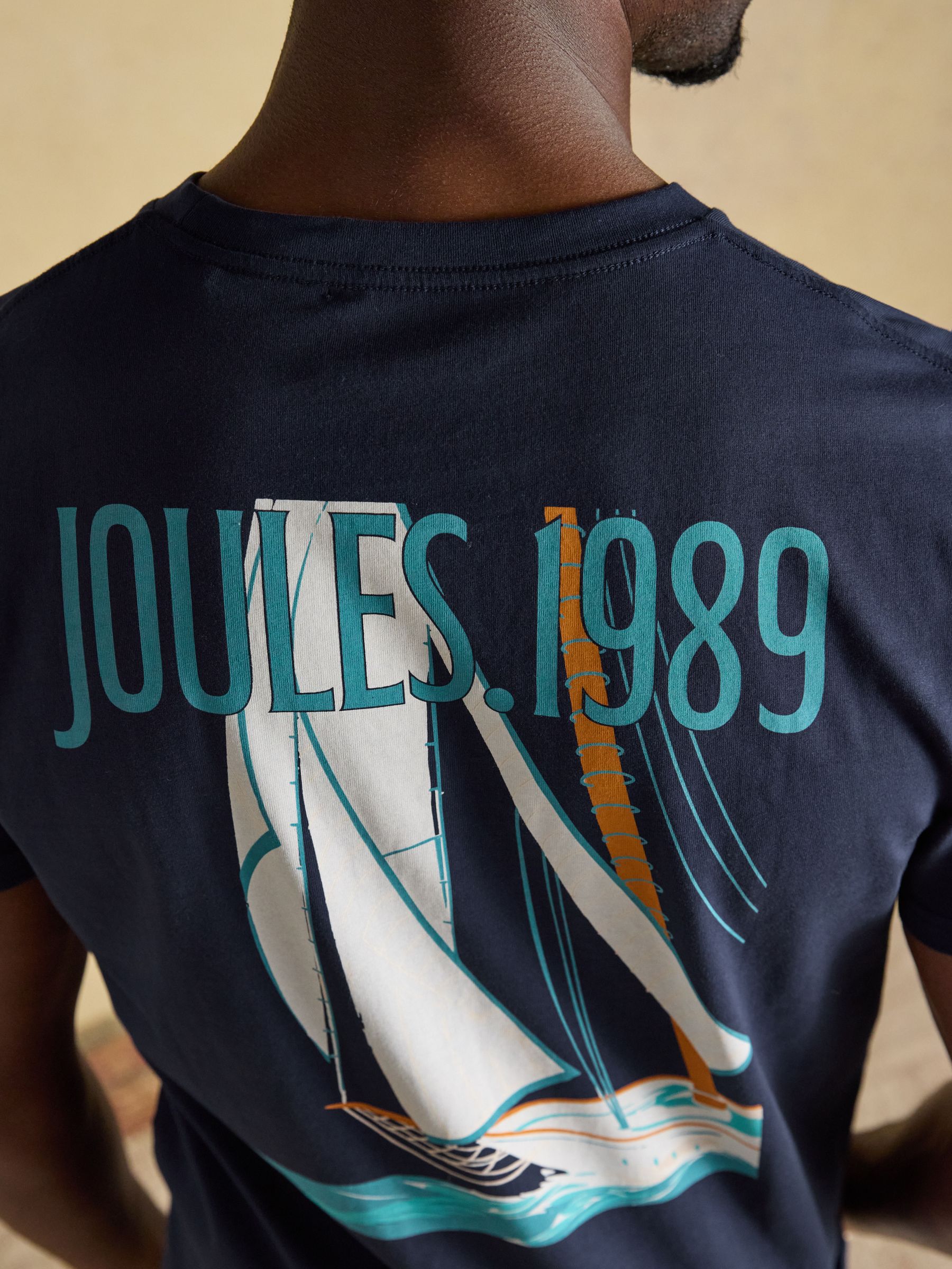 Navy Boat Print Classic Fit Cotton T-Shirt - Image 5 of 7
