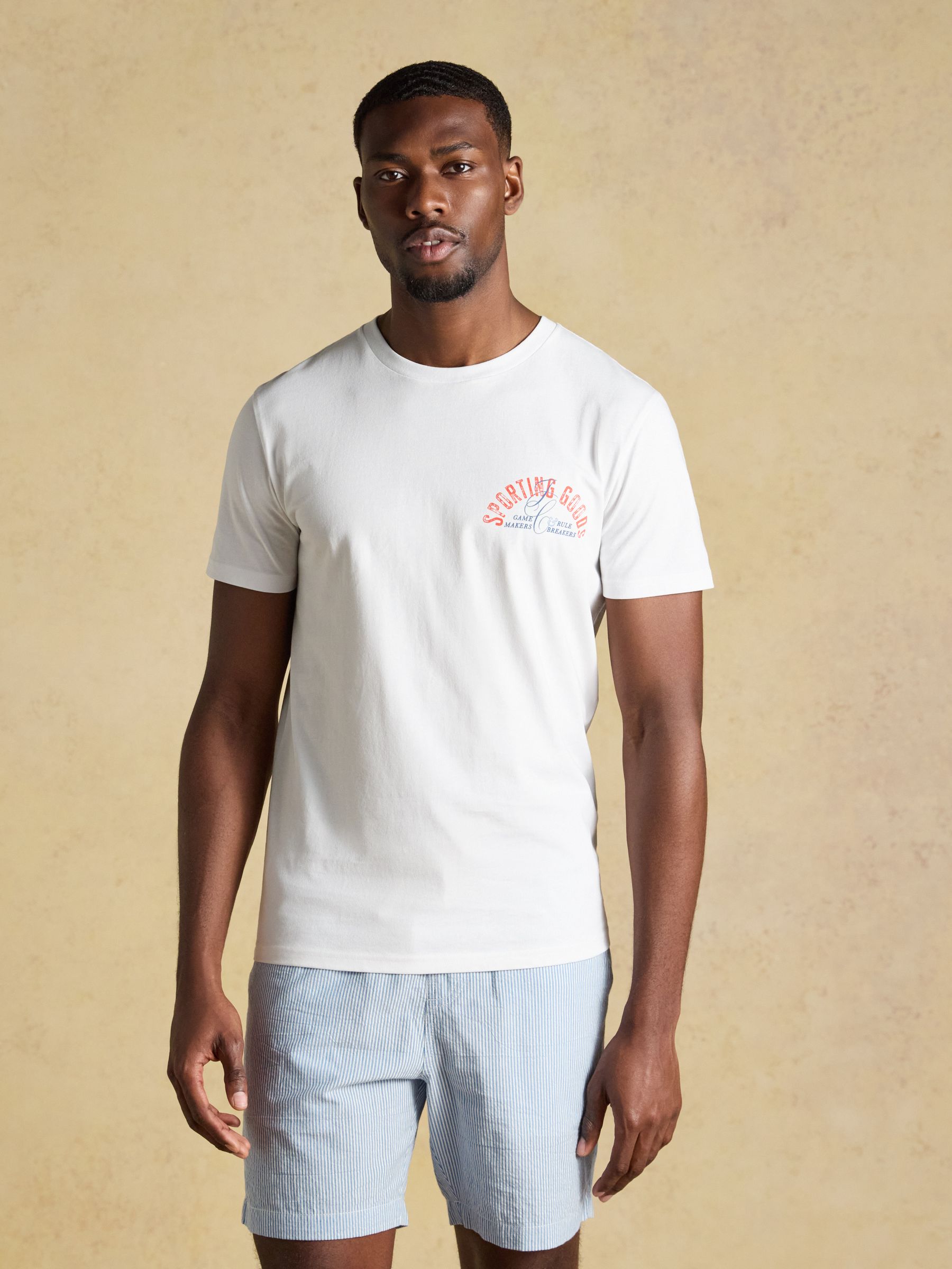 White Sport Print Classic Fit Cotton T-Shirt - Image 1 of 5