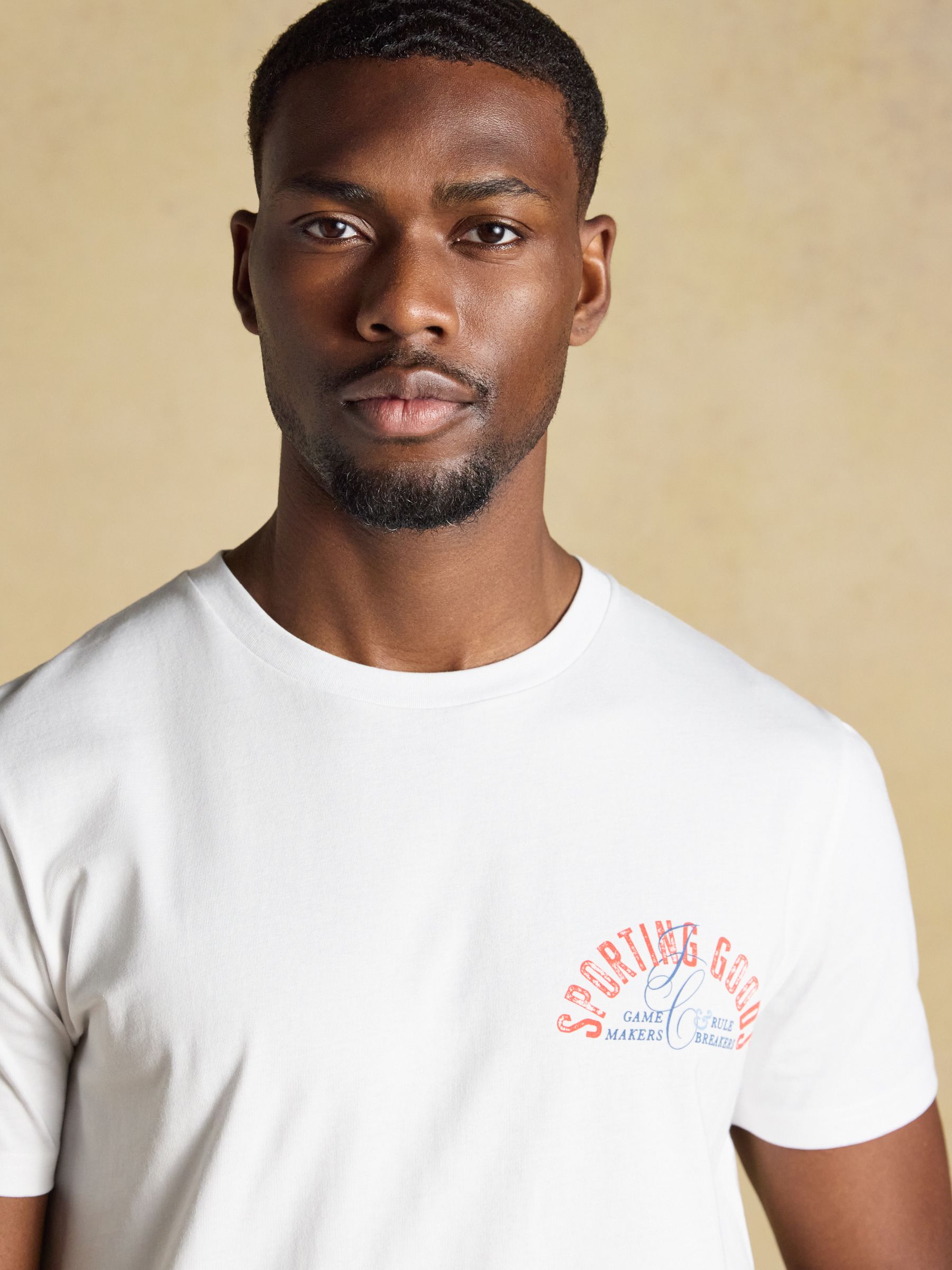 White Sport Print Classic Fit Cotton T-Shirt - Image 3 of 5