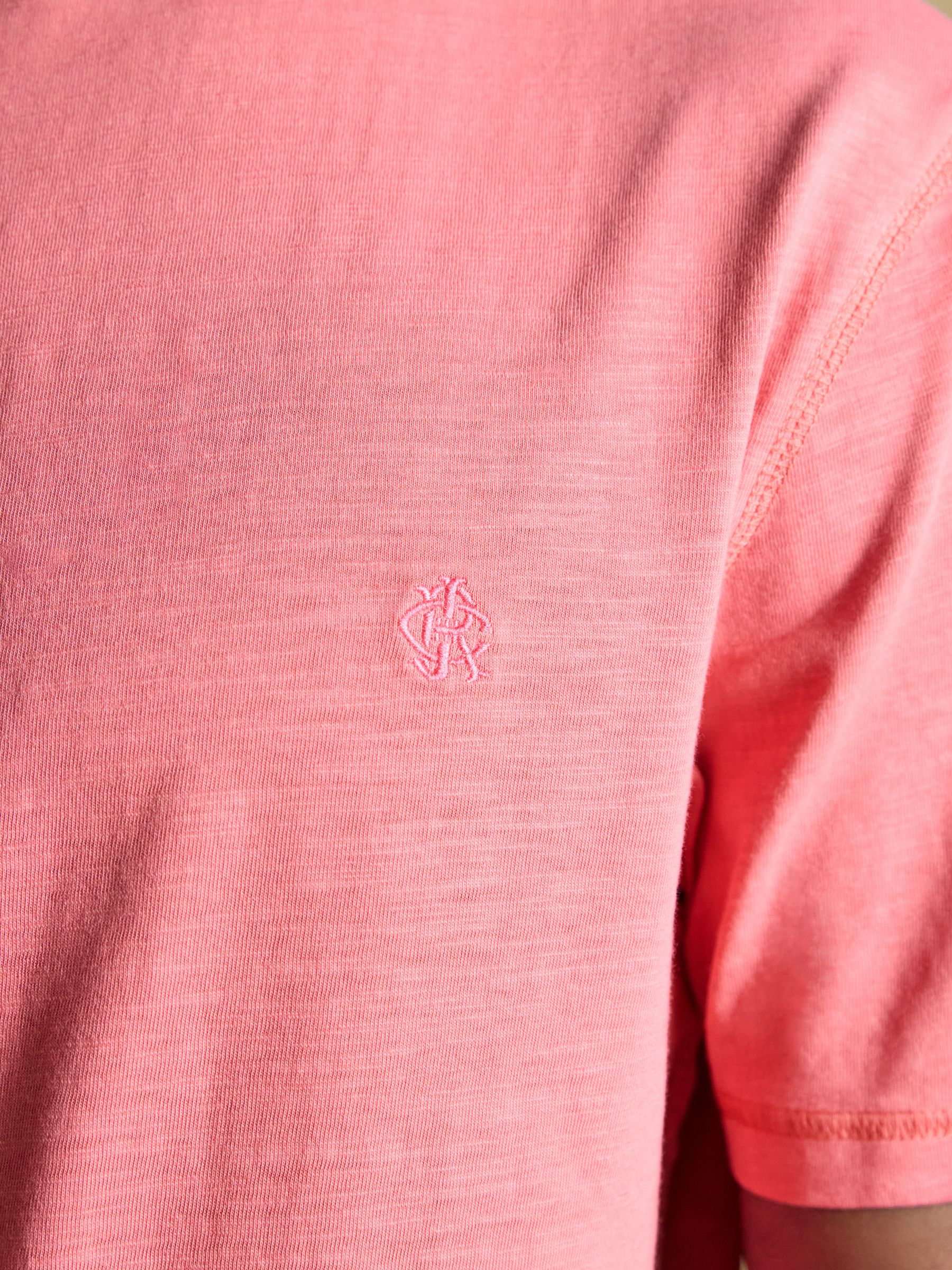 Rugby Club Rose Pink Classic Fit Garment Dyed Cotton T-Shirt - Image 5 of 6