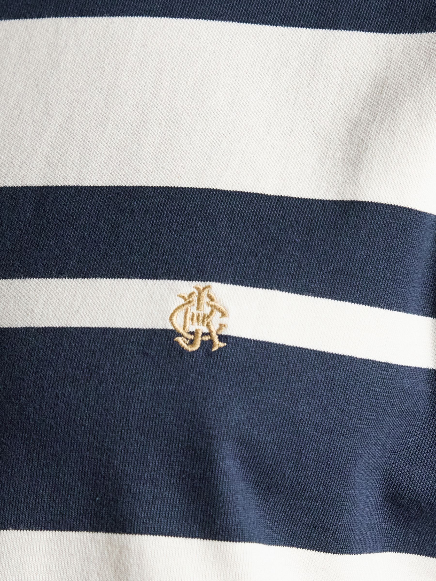 Rugby Club Navy & White Striped Crew Neck Cotton T-Shirt - Image 4 of 6